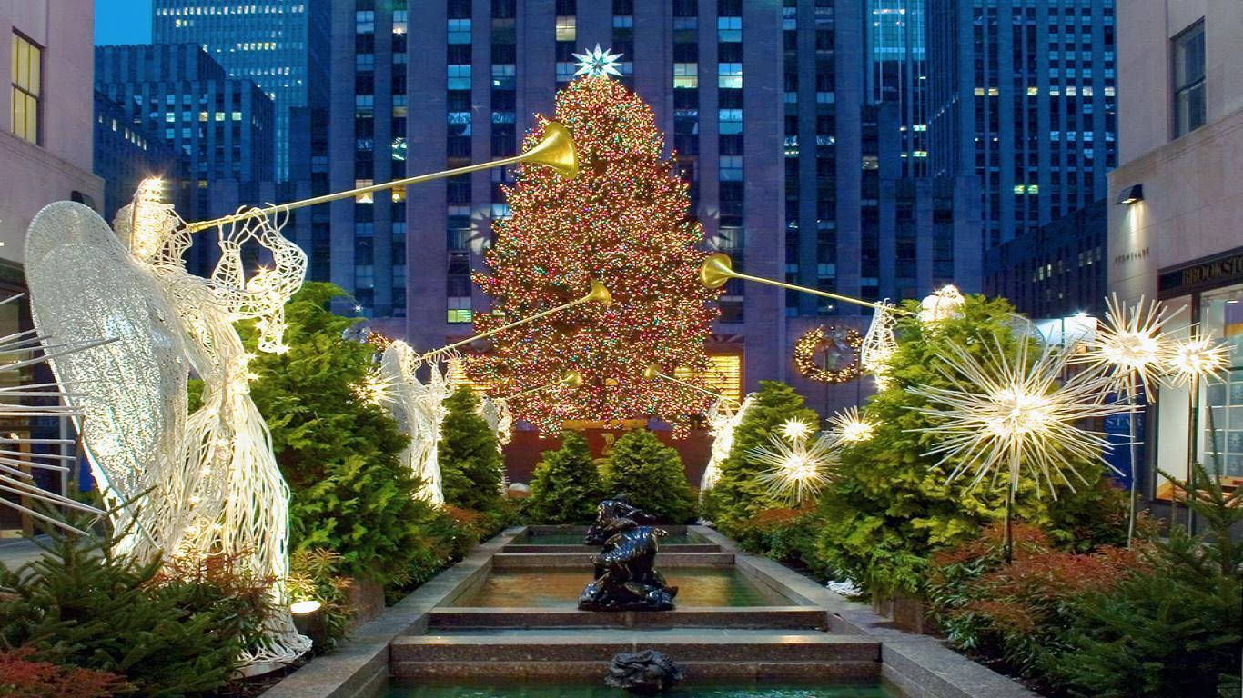 Ο κήπος του Rockefeller Center τα Χριστούγεννα Ταπετσαρία