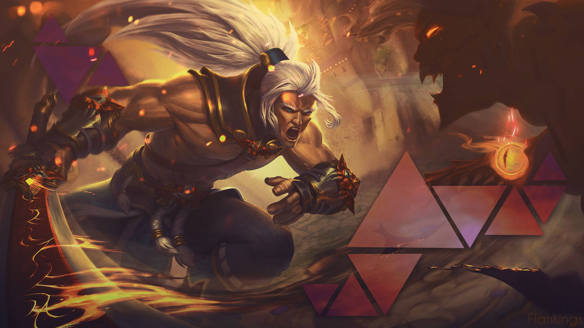 Cool ταπετσαρία Demon Slayer του Paladin να επιτίθεται με το σπαθί του. — Demon Slayer Ταπετσαρία