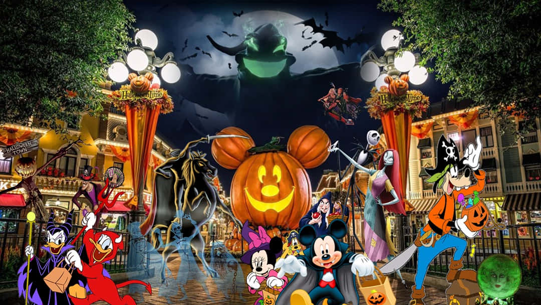 Ο Μίκι Μάους και οι Φίλοι του Γιορτάζουν το Halloween στη Ντίσνεϊλαντ Ταπετσαρία