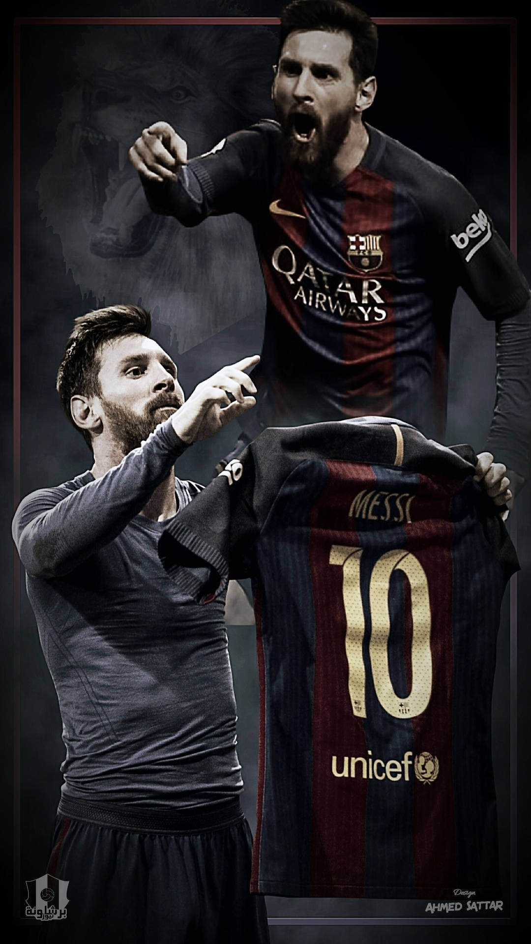 Ταπετσαρία τέχνης με τον Lionel Messi να φωνάζει και να κρατά τη φανέλα του — Messi Ταπετσαρία
