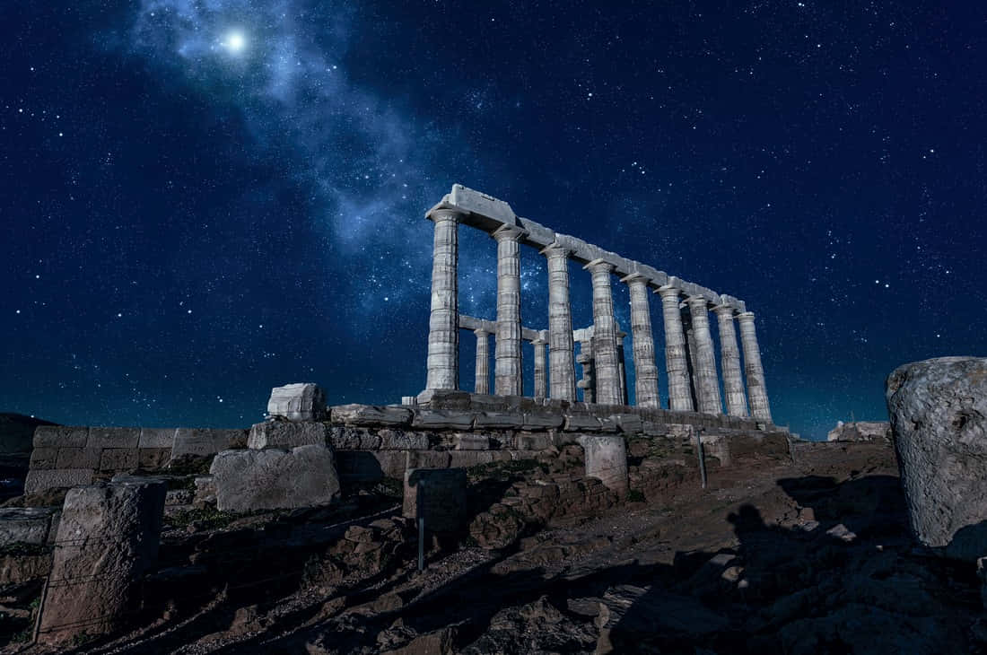Ο Ναός του Ποσειδώνα τη Νύχτα Ταπετσαρία