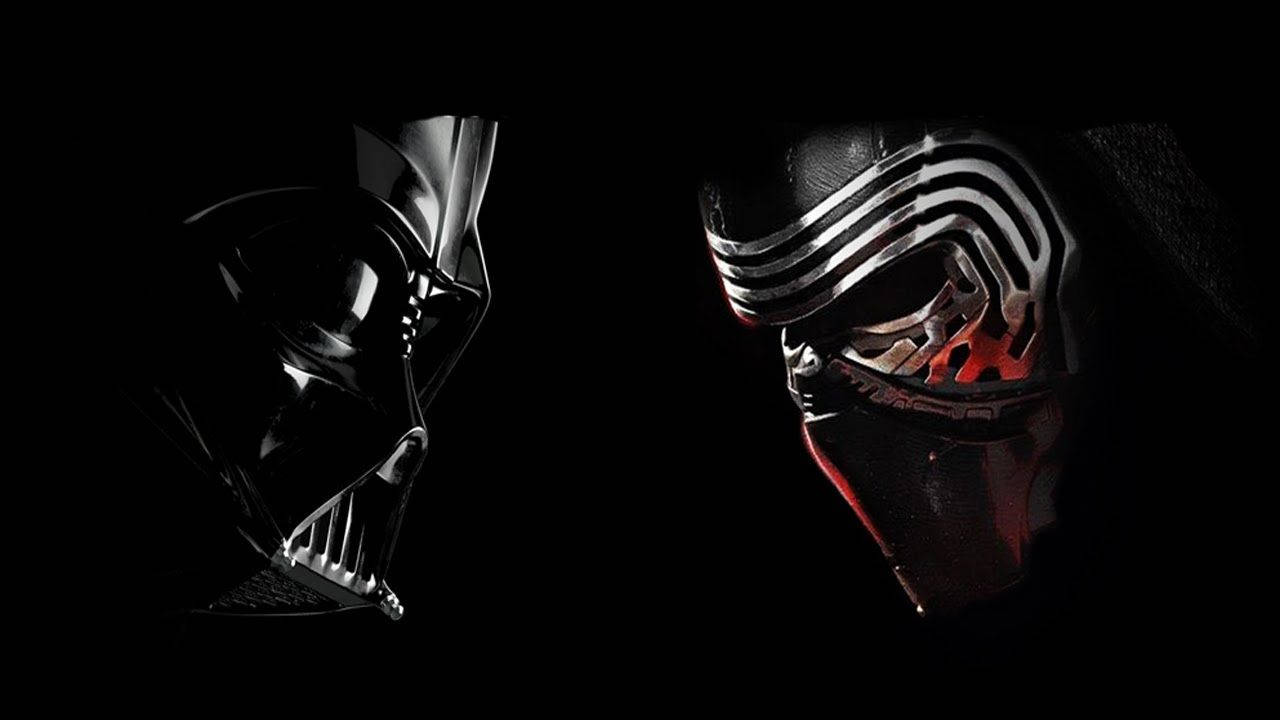 Χαρακτήρες Star Wars να αντιμετωπίζουν ο ένας τον άλλον σε μαύρο φόντο — Star Wars Ταπετσαρία