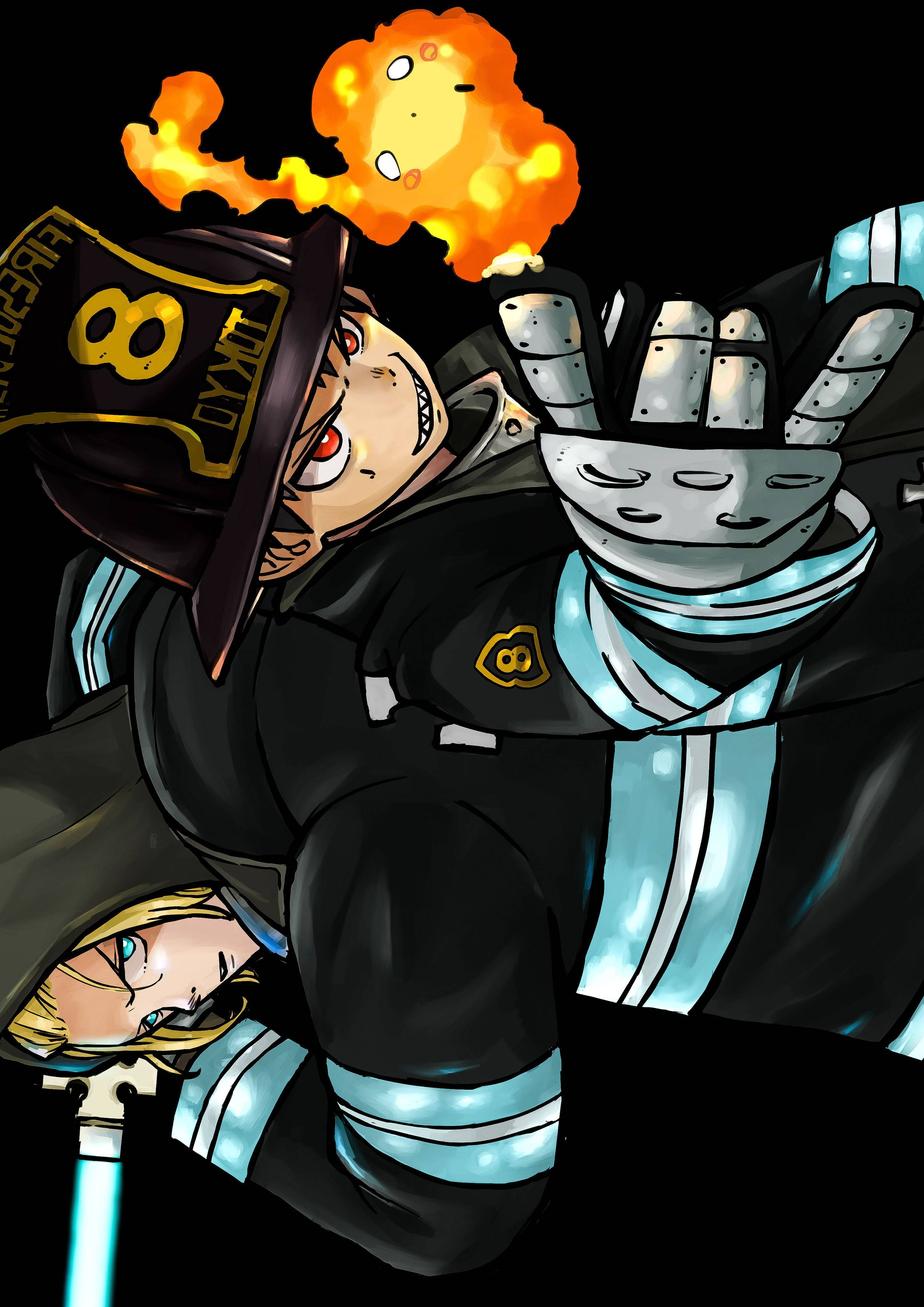 Ο Shinra και ο Arthur αντιμετωπίζουν τον Infernal Ταπετσαρία