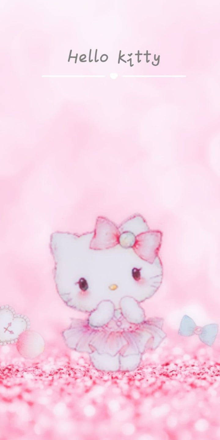 Ονειρικό ροζ φόντο Hello Kitty με θόλωση Ταπετσαρία
