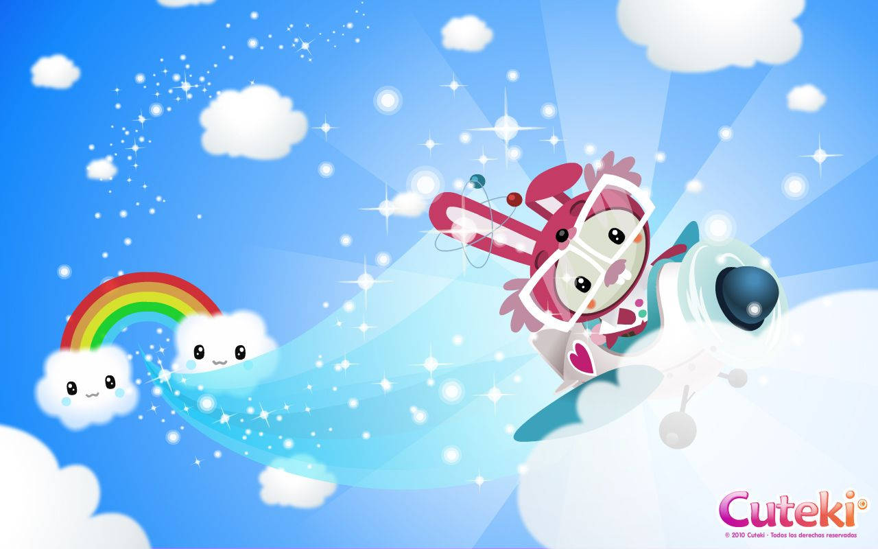 Χαριτωμένο kawaii ζωάκι πιλότος φωτογραφία εξώφυλλο ταπετσαρία. — Kawaii Ταπετσαρία