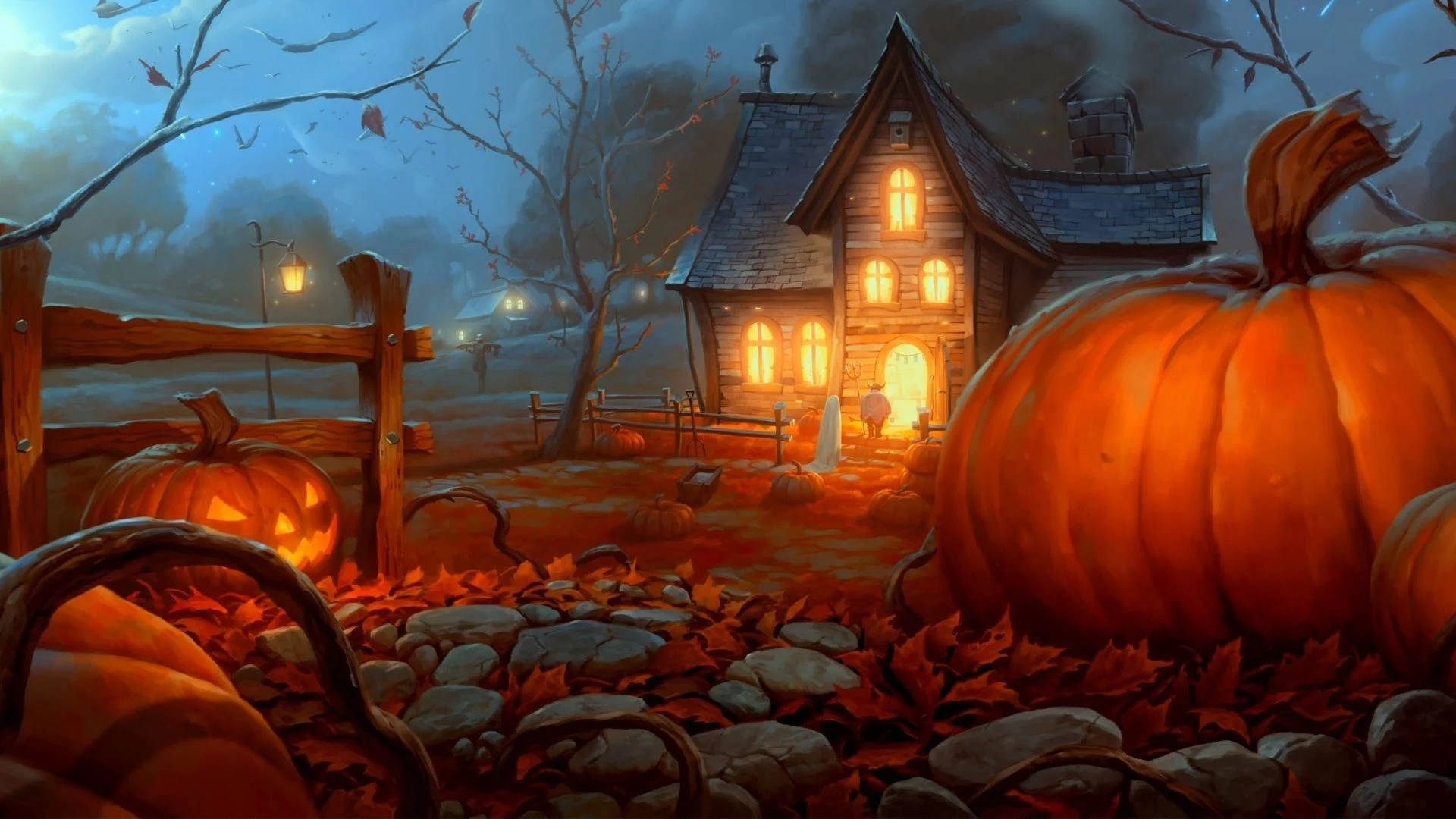 Παλιό Στοιχειωμένο Σπίτι του Halloween στο Δάσος Ταπετσαρία