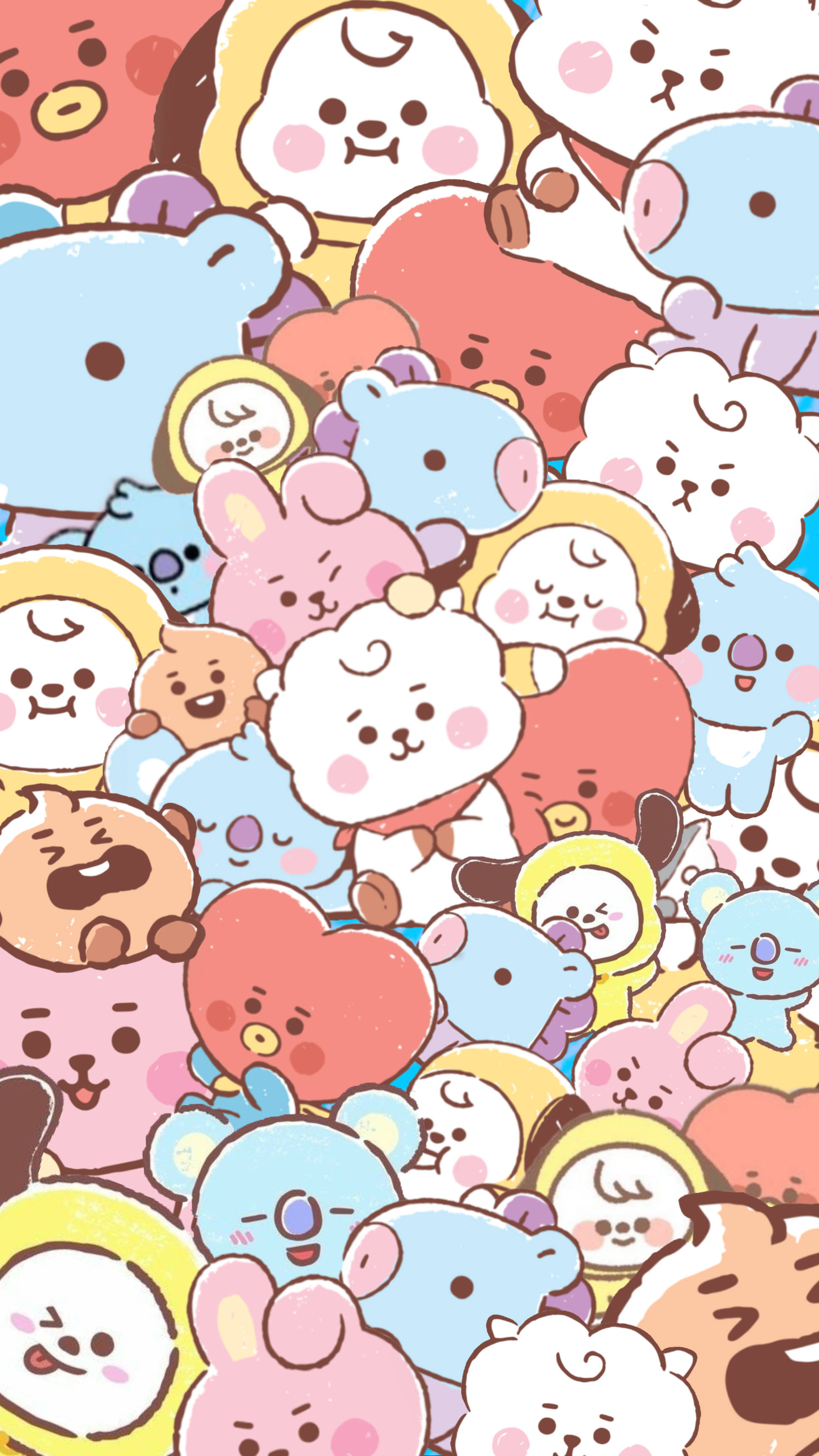 Παστέλ Μωβ Cooky και Φίλοι BT21 Ταπετσαρία