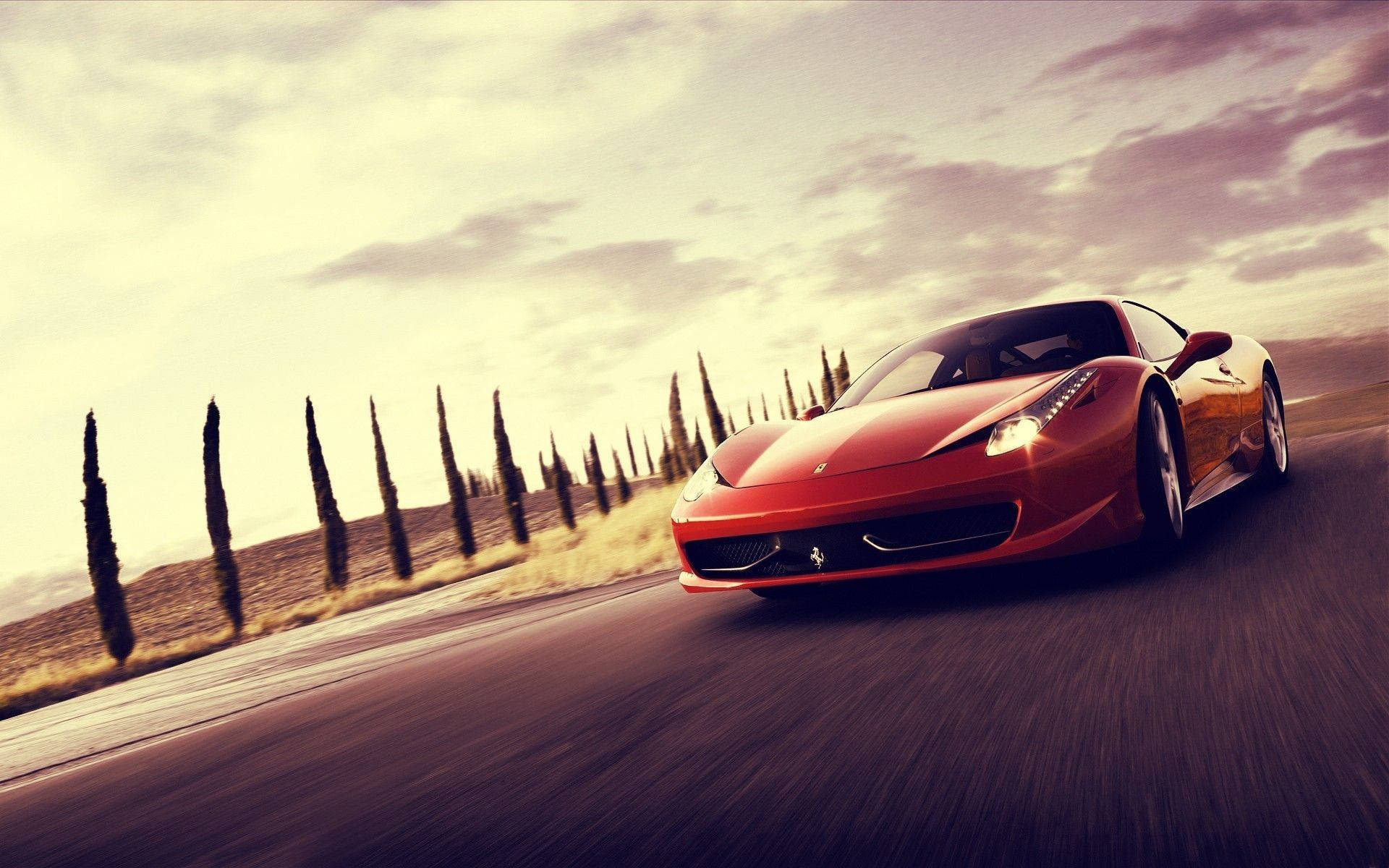 Ταπετσαρία αυτοκινήτου με μια κόκκινη Ferrari 458 Italia εν κινήσει. — Αυτοκίνητο GIF Ταπετσαρία