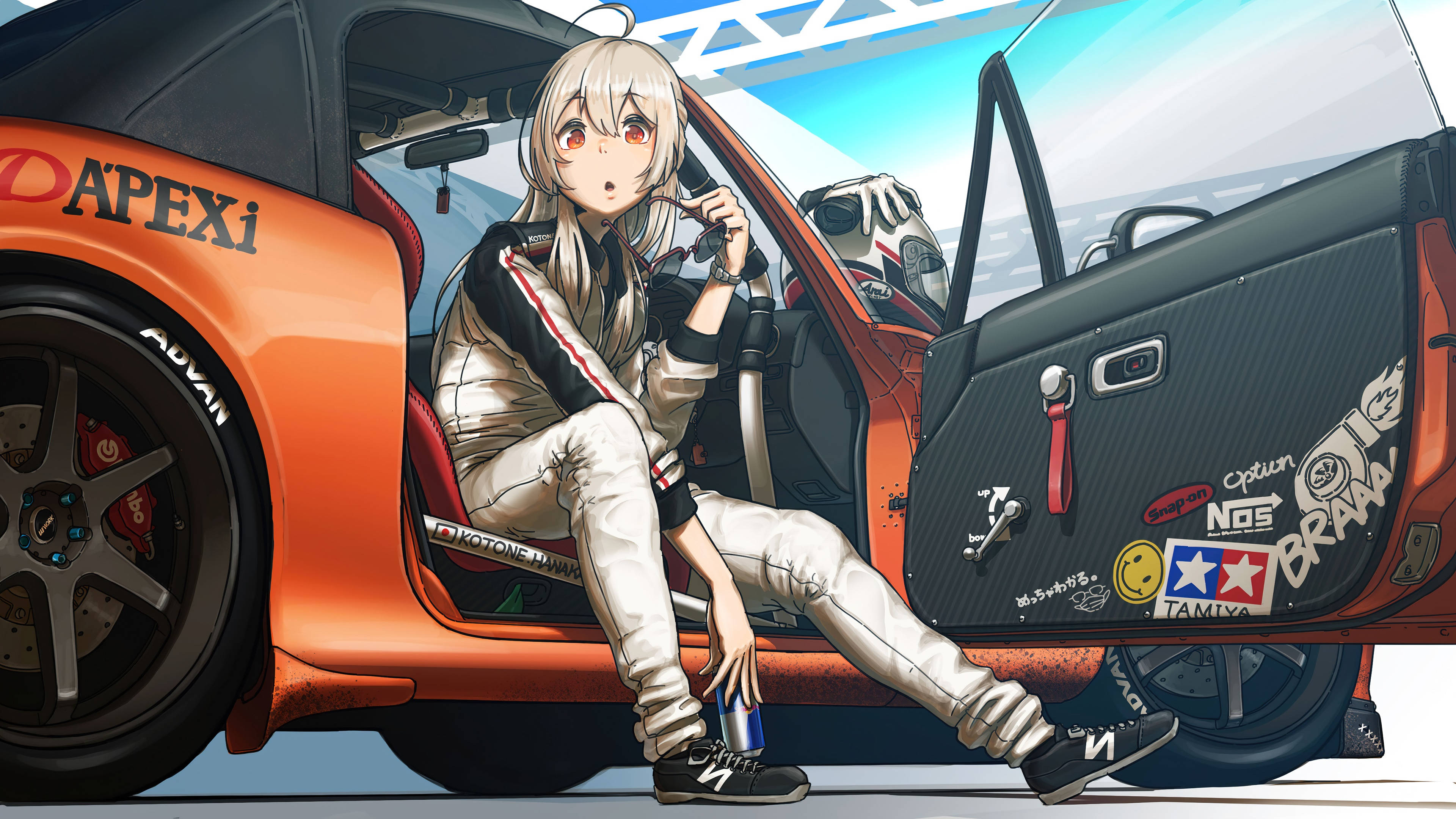 Πορτοκαλί Toyota Supra Anime Αυτοκίνητο Ταπετσαρία