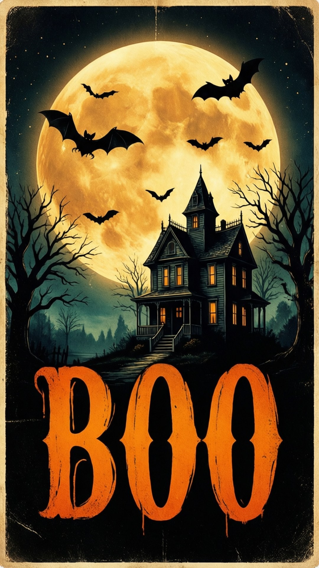 Ρετρό Αφίσα Halloween Ταπετσαρία