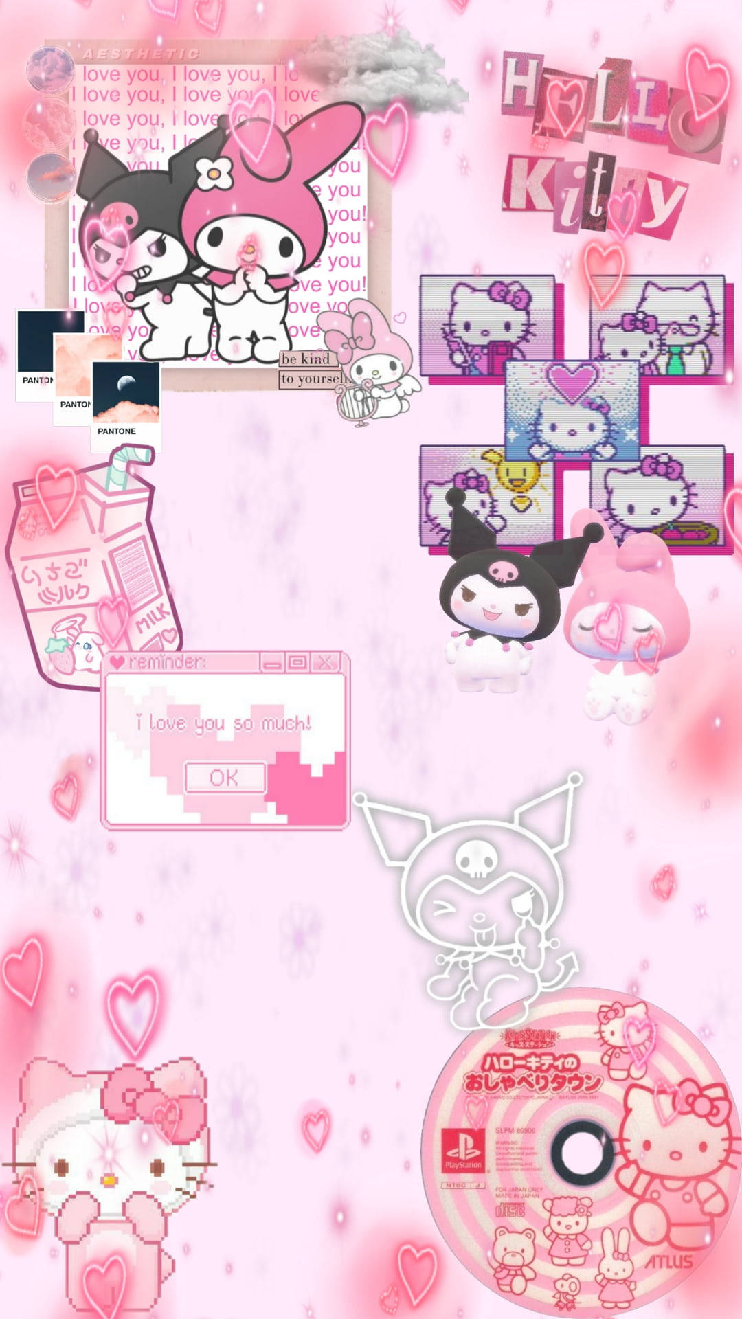Ροζ Hello Kitty με Χαρακτήρες Sanrio — Sanrio GIF Ταπετσαρία
