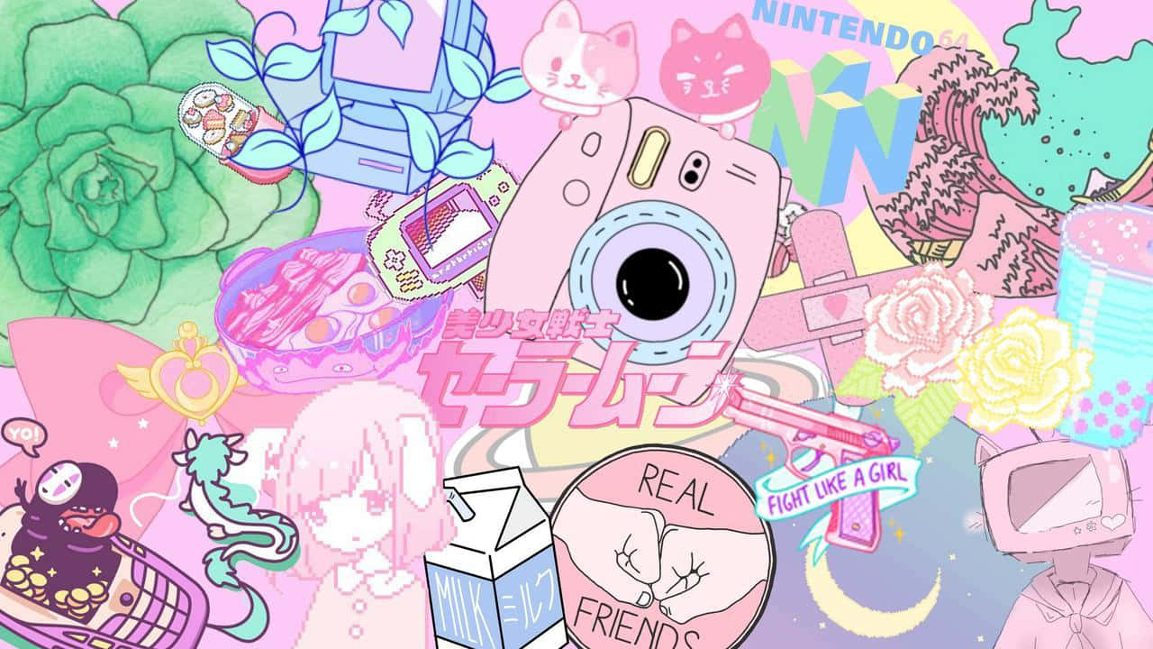 Ροζ Kawaii Φόντο για μια Γλυκιά Ατμόσφαιρα Ταπετσαρία