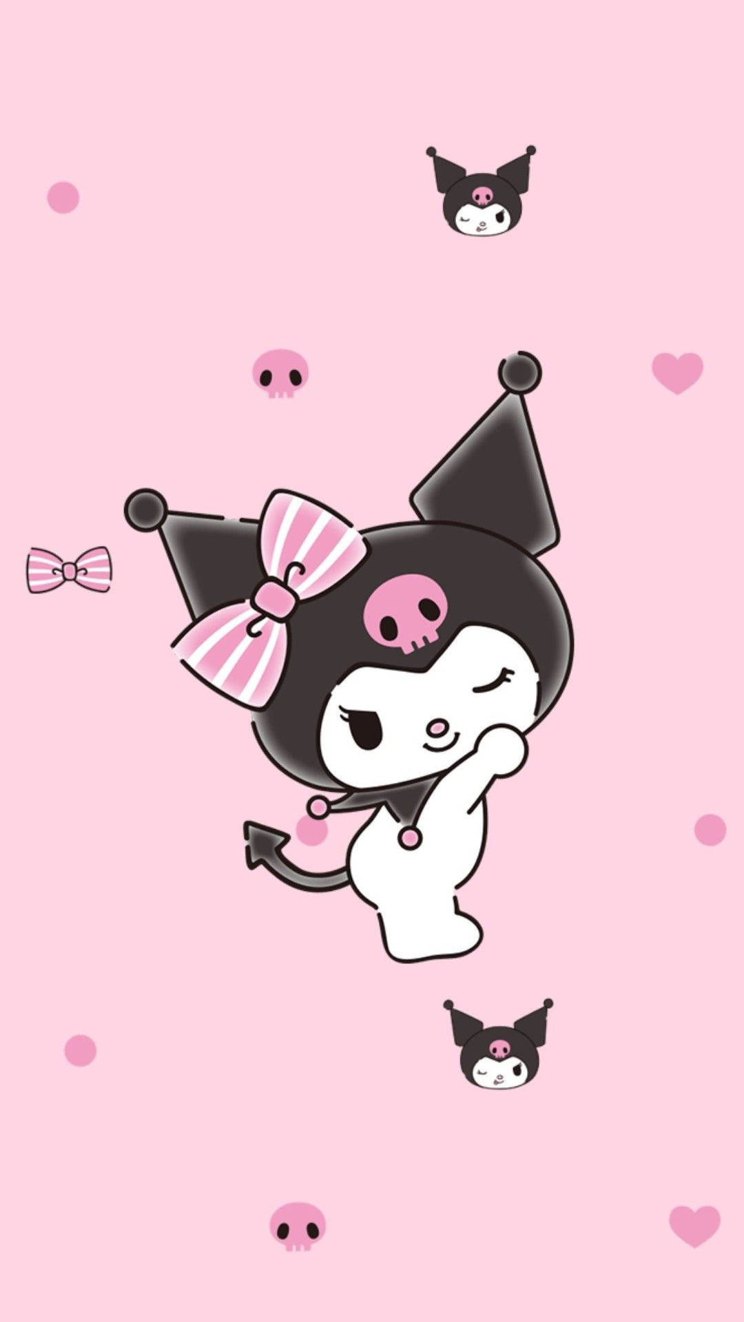 My Melody Kuromi Σε Ροζ Φόντο — Sanrio GIF Ταπετσαρία