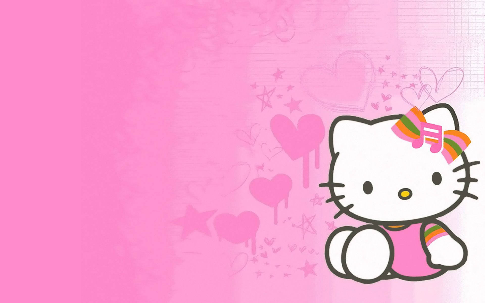 Ροζ και Πορτοκαλί Αισθητική Hello Kitty Ταπετσαρία
