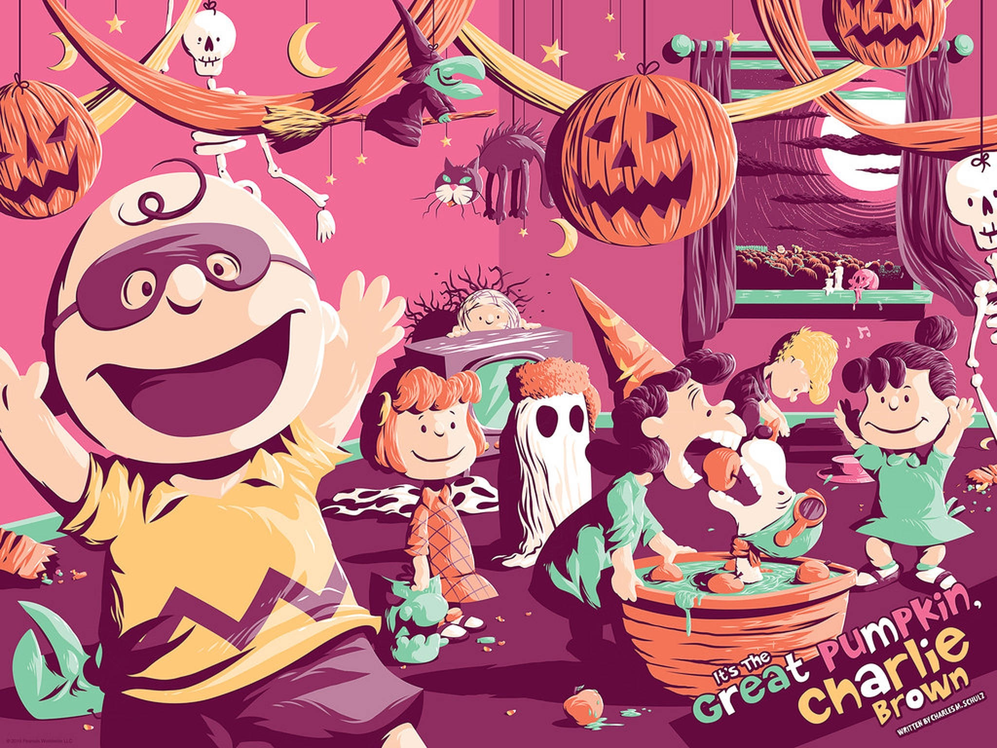 Ροζ Πάρτι Halloween του Τσάρλι Μπράουν Ταπετσαρία