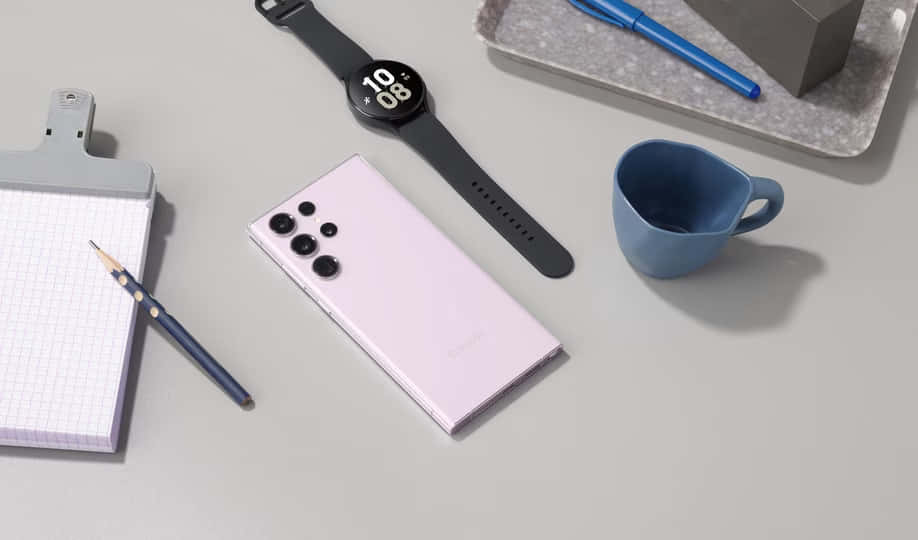 Ροζ Ρύθμιση Χώρου Εργασίας Samsung S23 Ultra Ταπετσαρία