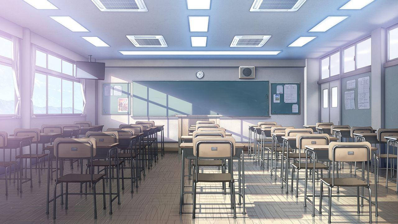 Σκηνή Σχολείου Άδεια Τάξη Anime Ταπετσαρία