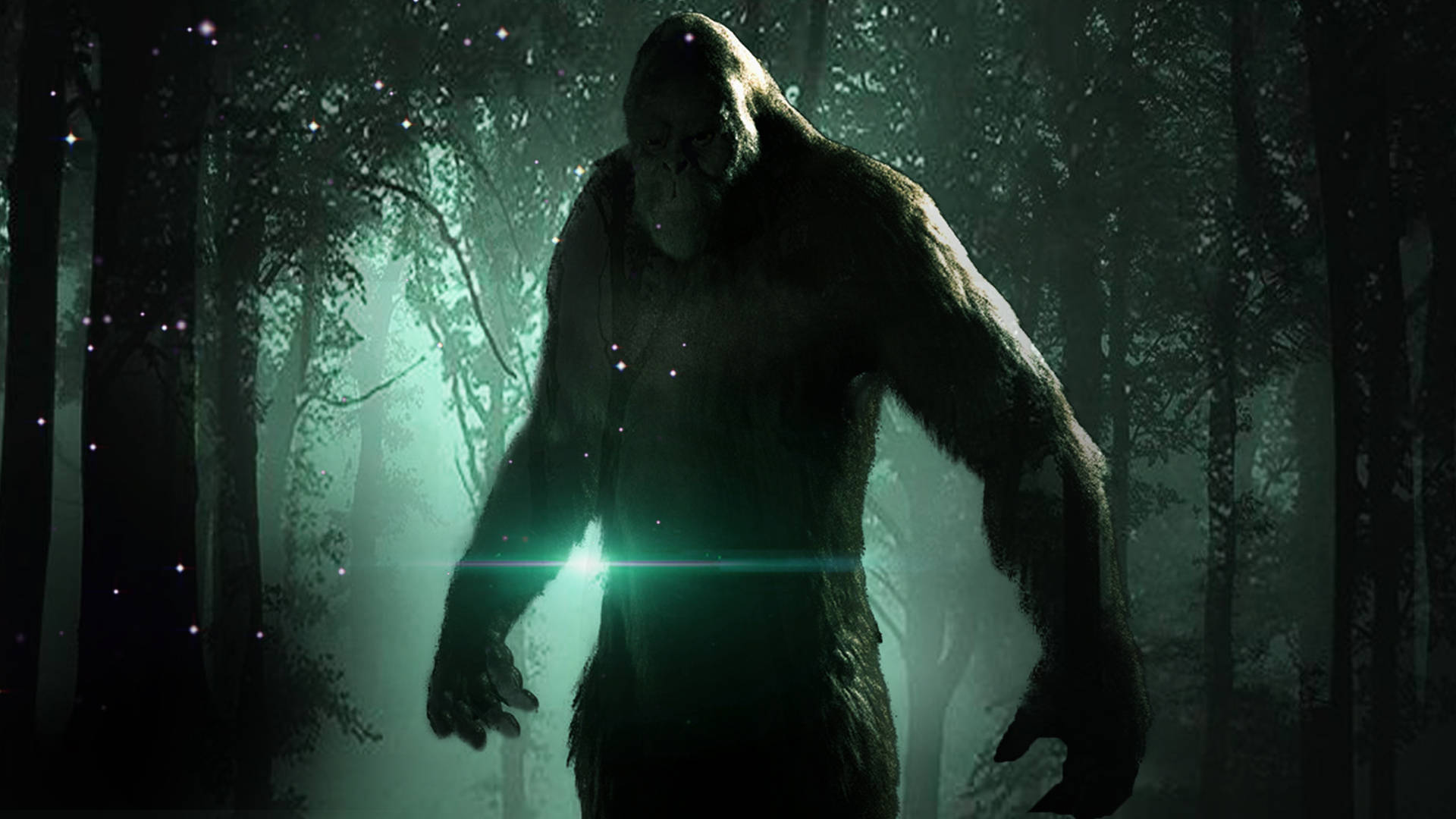 Σκιές του Bigfoot στο Πράσινο Δάσος Ταπετσαρία