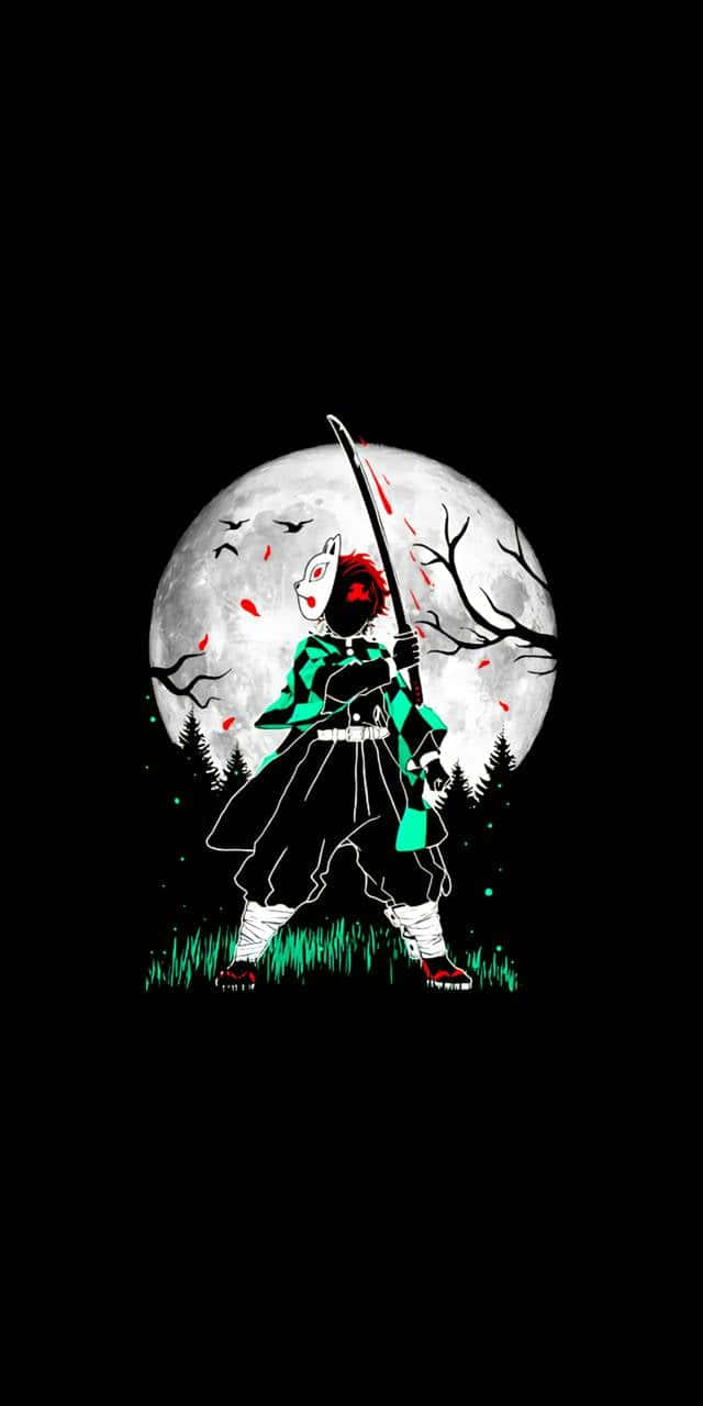 Σκοτεινό Ταπετσαρία Κλείδωμα Οθόνης iPhone Demon Slayer Ταπετσαρία