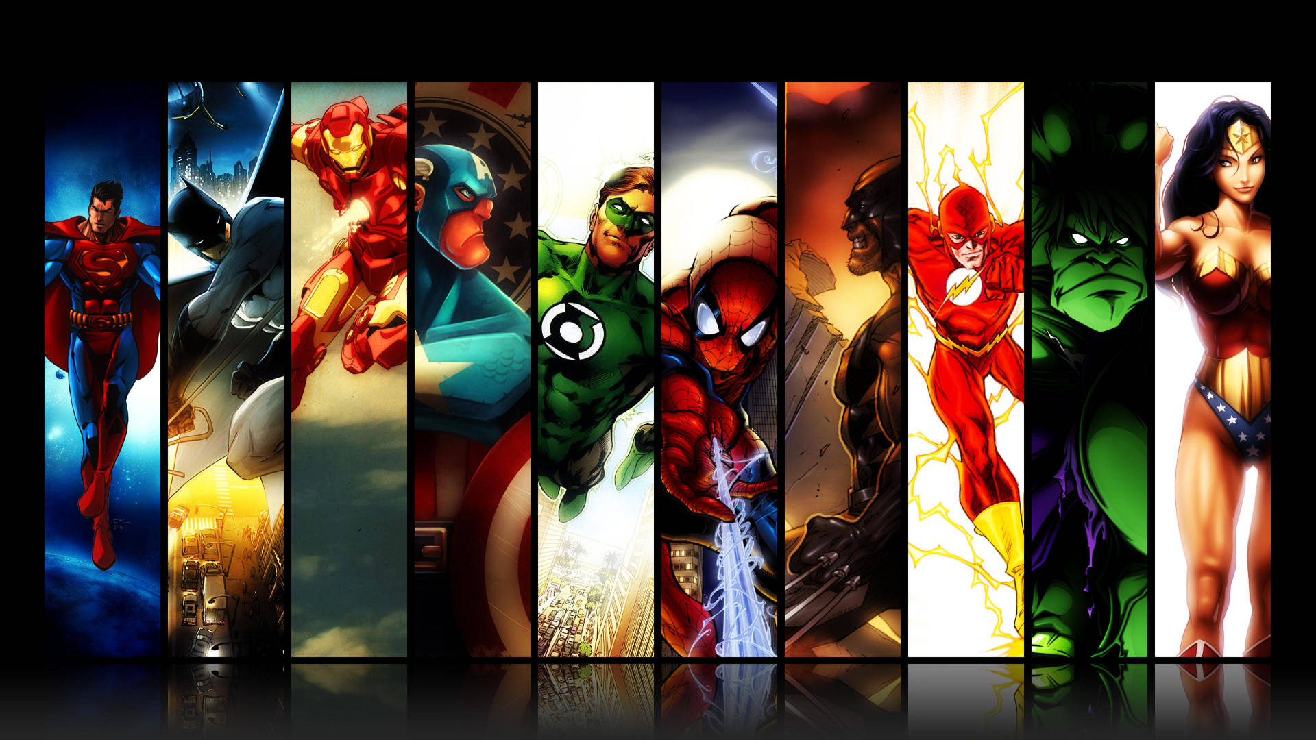Marvel υπερήρωες σε φόντο με ρίγες με κάθε χαρακτήρα. — Marvel Ταπετσαρία