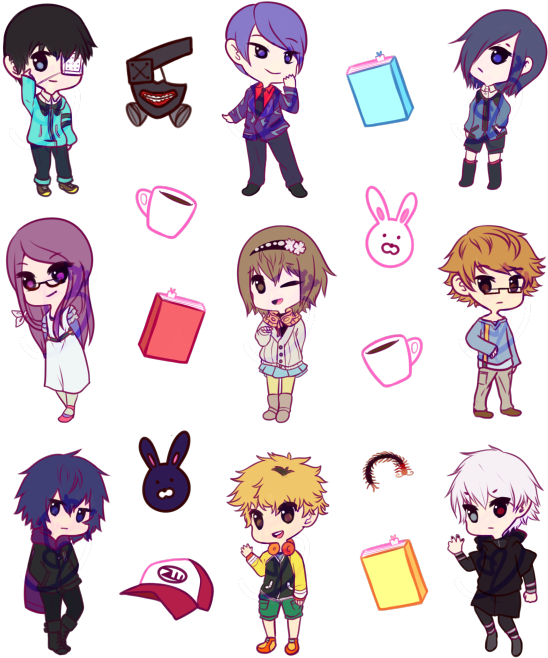 Συλλογή χαρακτήρων σε στιλ Chibi Ταπετσαρία
