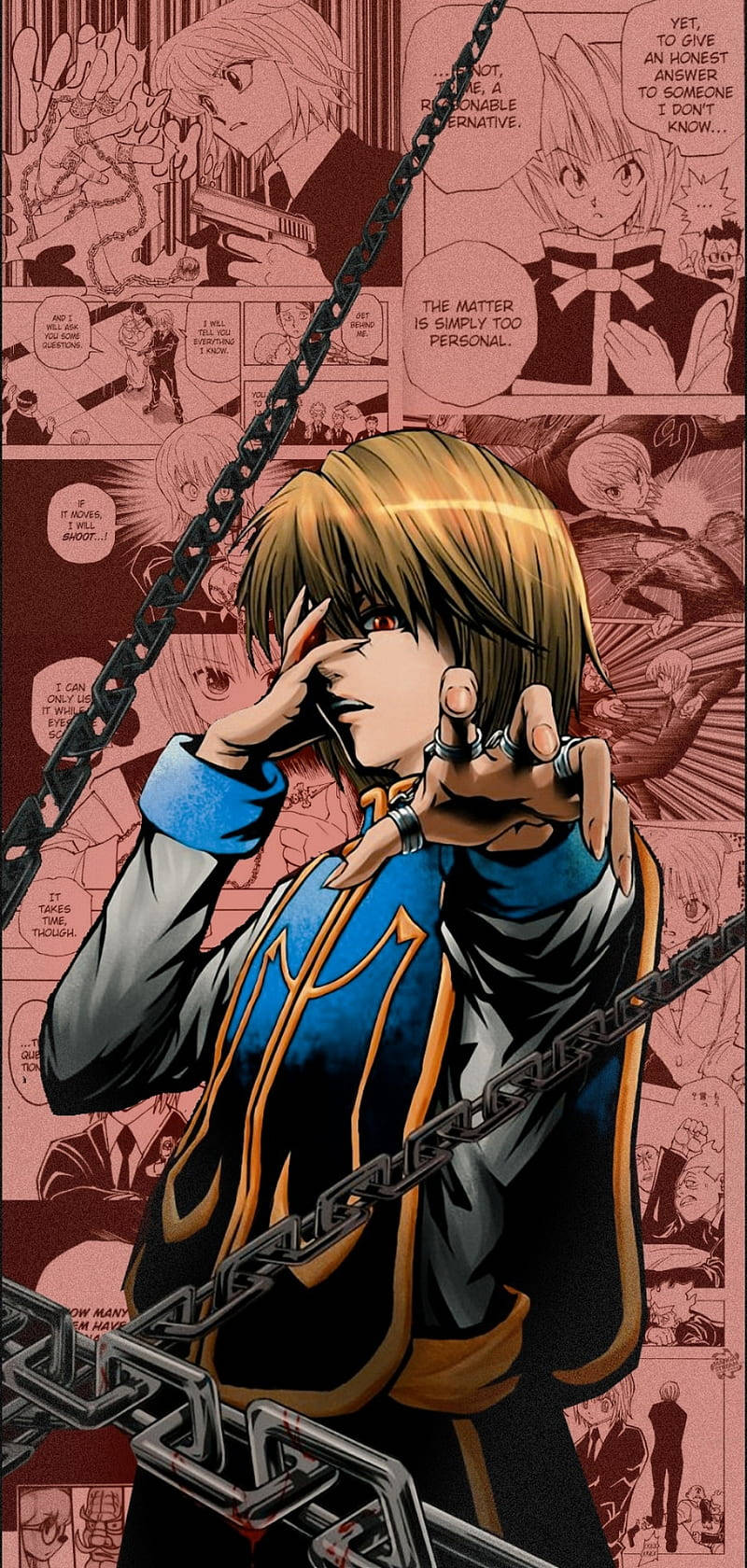 Συναρπαστική αισθητική anime τέχνη του Kurapika για iPhone Ταπετσαρία