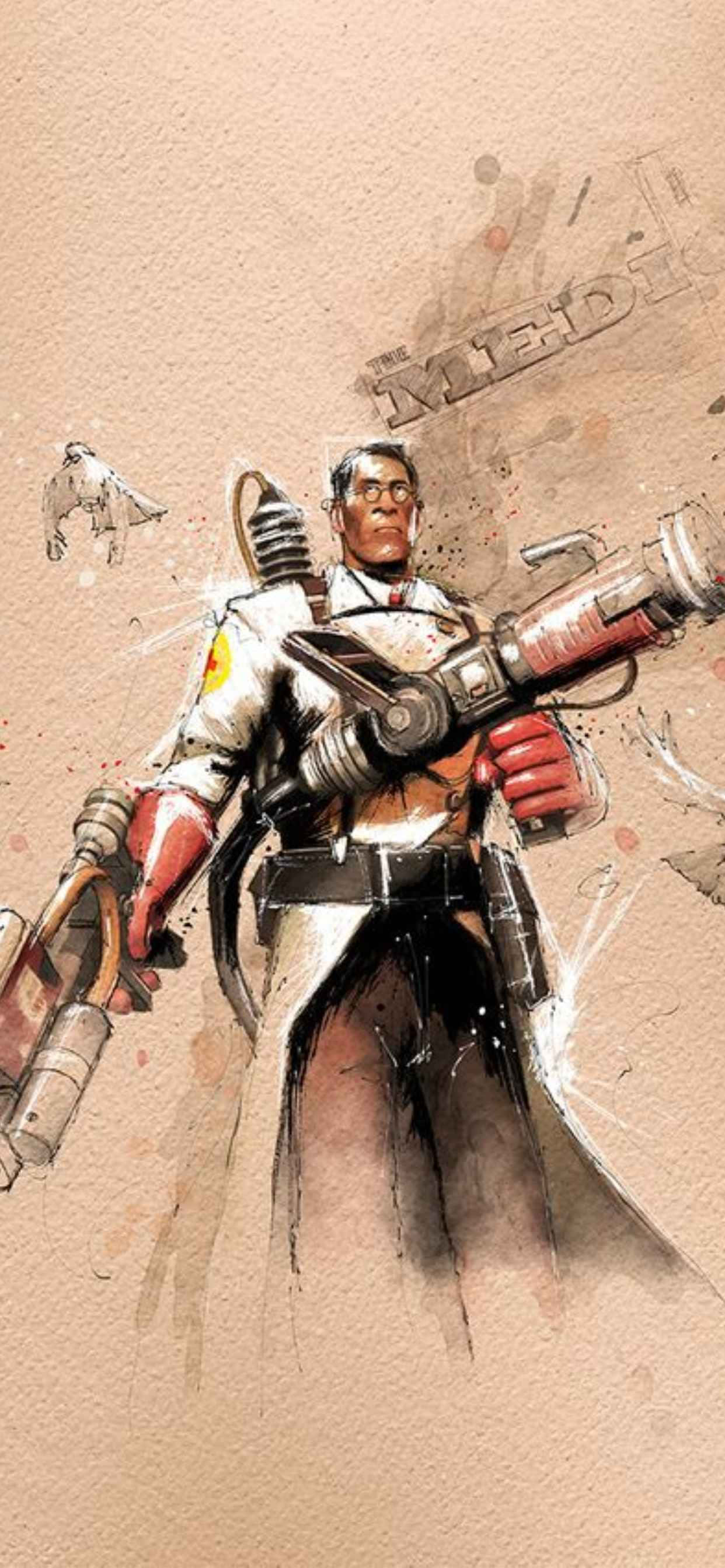 Medic Character Design Πορτρέτο iPhone Xs Max Team Fortress 2 Φόντο Ταπετσαρία