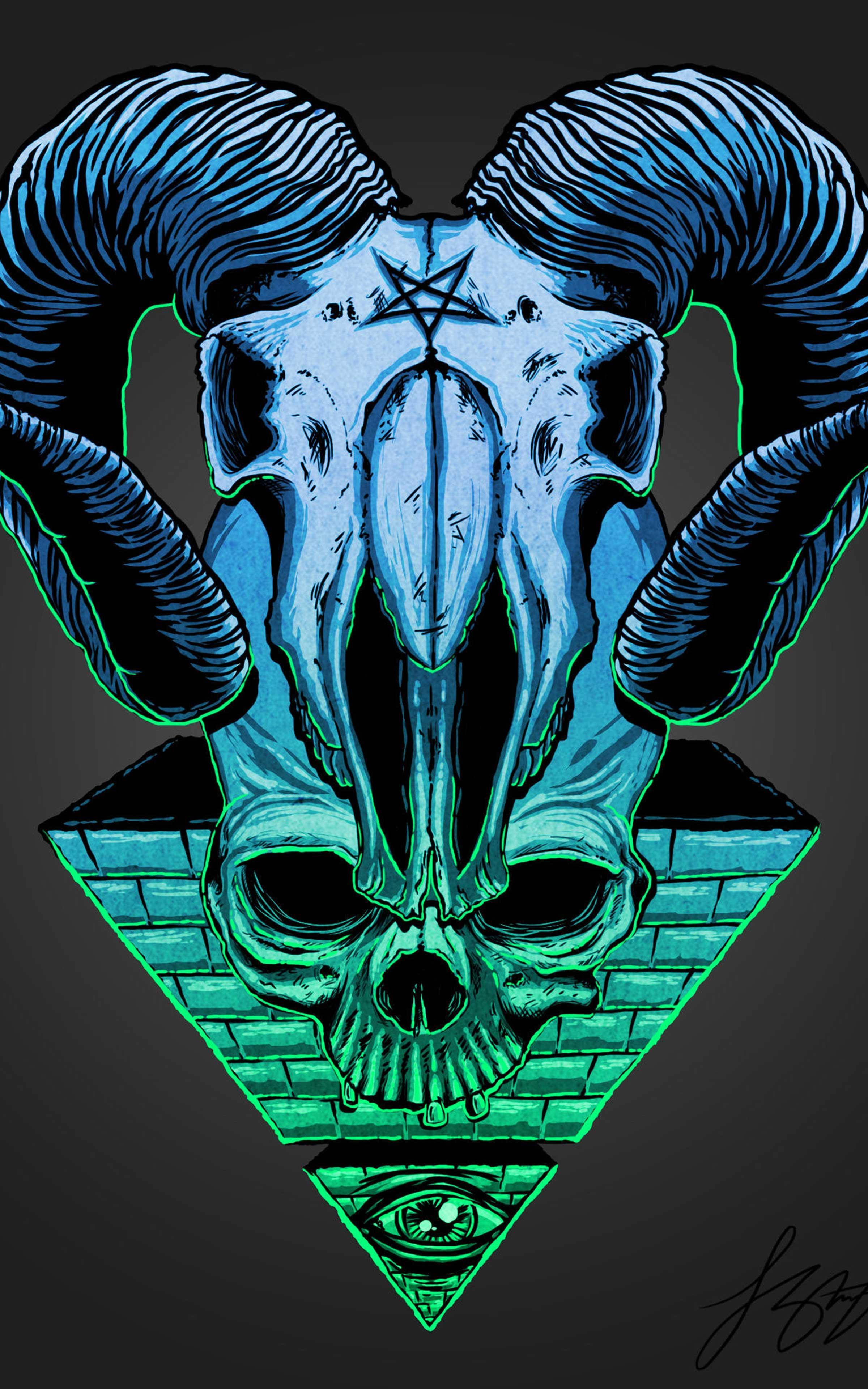 Σύμβολο Κρανίου Illuminati Ταπετσαρία