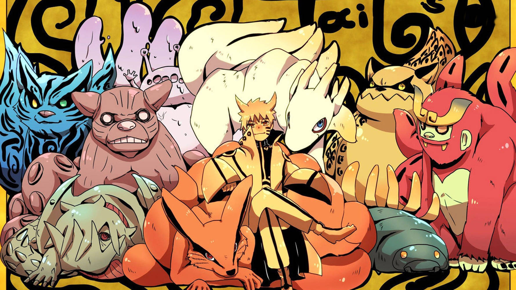 Τα Εννέα Ουράνια Τέρατα στο Naruto Laptop Ταπετσαρία