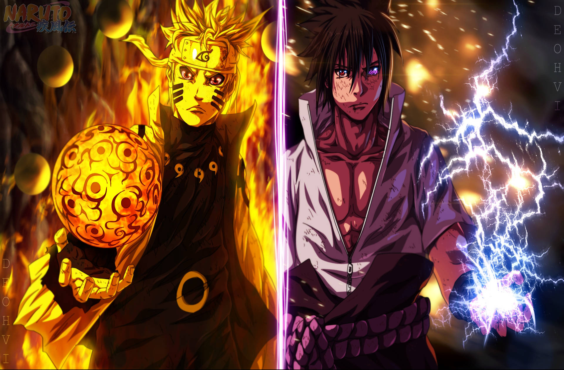 Ταπετσαρία Τεχνικές Sasuke και Naruto. — Sasuke Ταπετσαρία