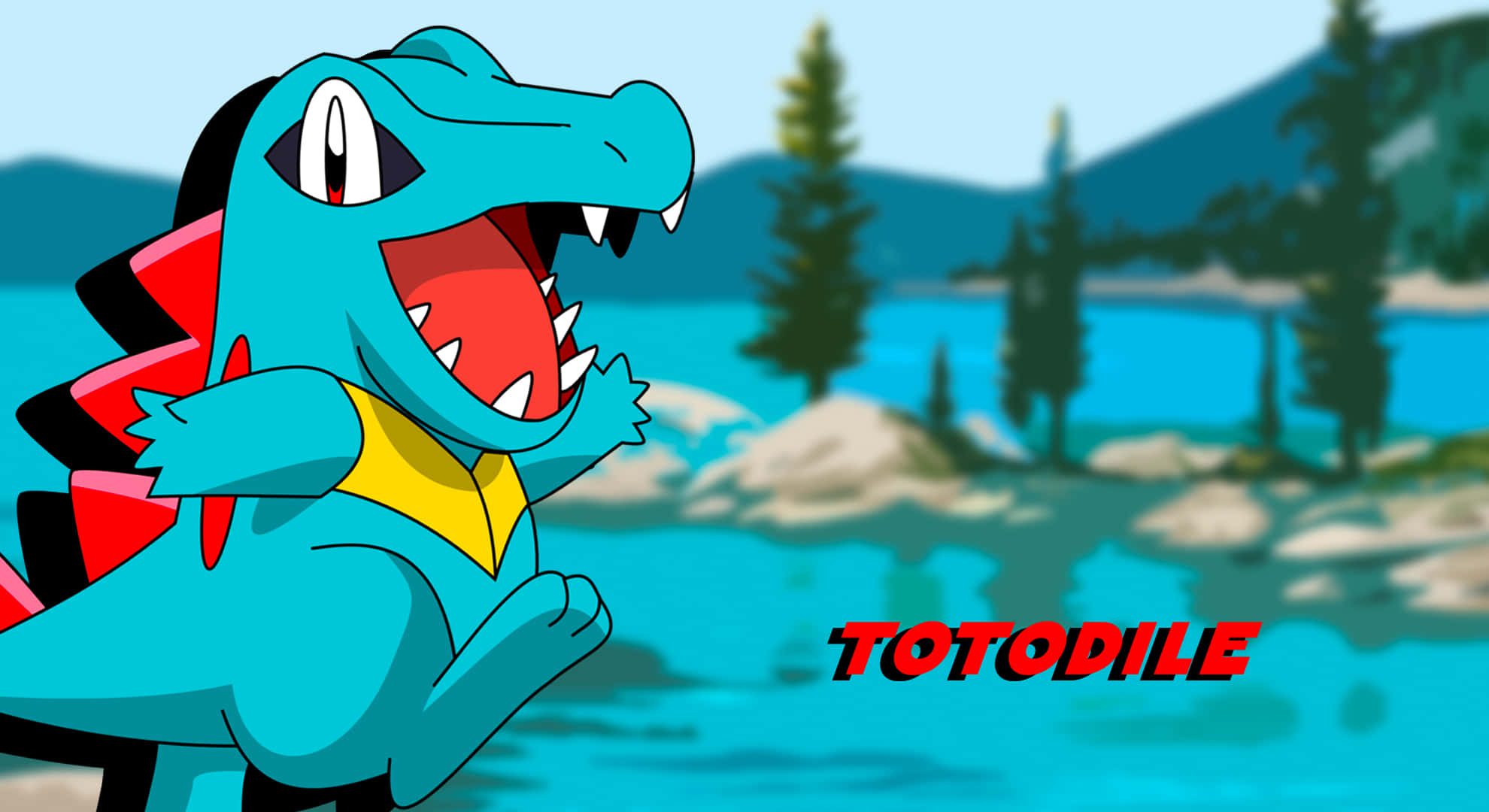 Το Totodile σε φόντο ποταμού Ταπετσαρία