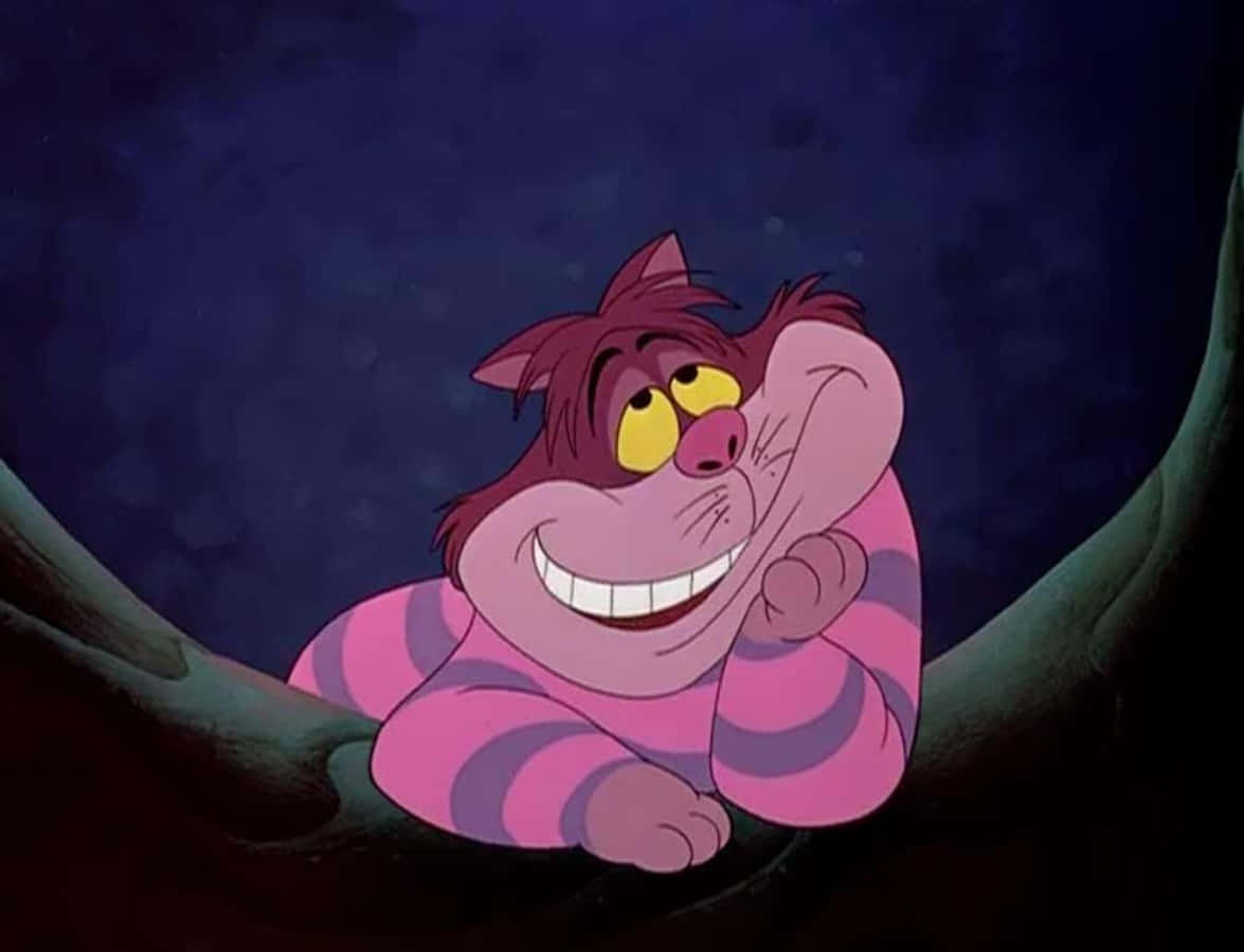 Το μυστηριώδες γατί Cheshire χαμογελά αινιγματικά στην Αλίκη στη Χώρα των Θαυμάτων Ταπετσαρία