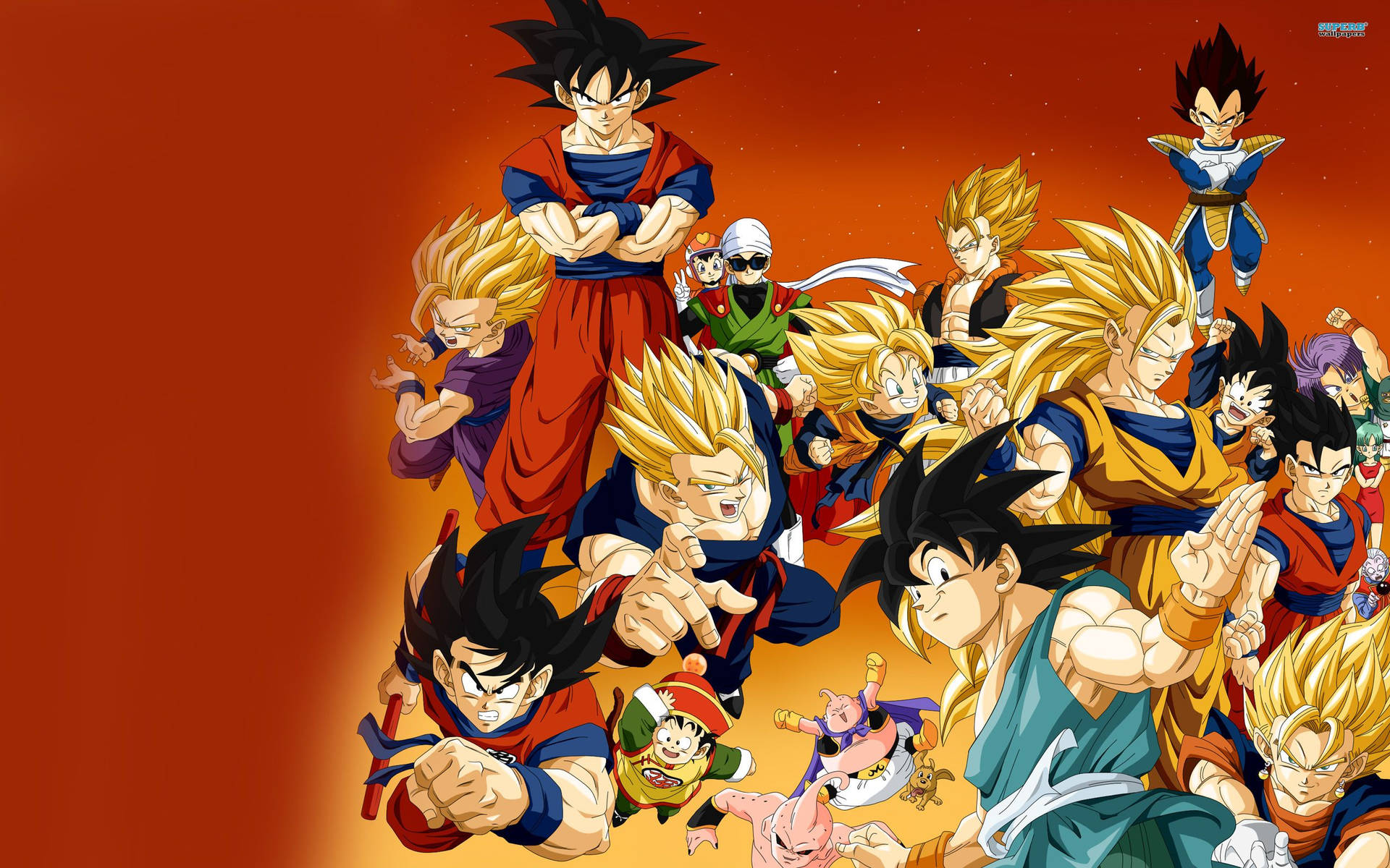 Dragon Ball Z Super Saiyans San Goku, Vegeta, Gohan, Goten και άλλοι χαρακτήρες. — Dragon ball super GIF Ταπετσαρία