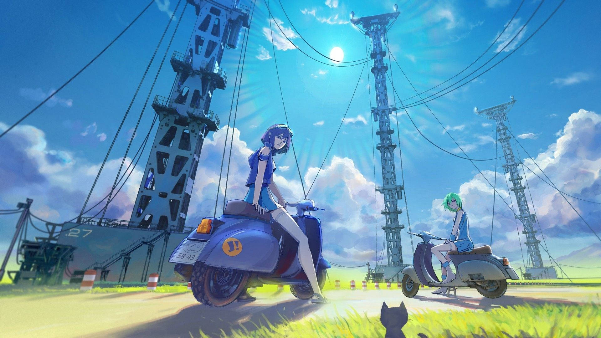 Τοπίο Anime με Καλώδια Ρεύματος Ταπετσαρία