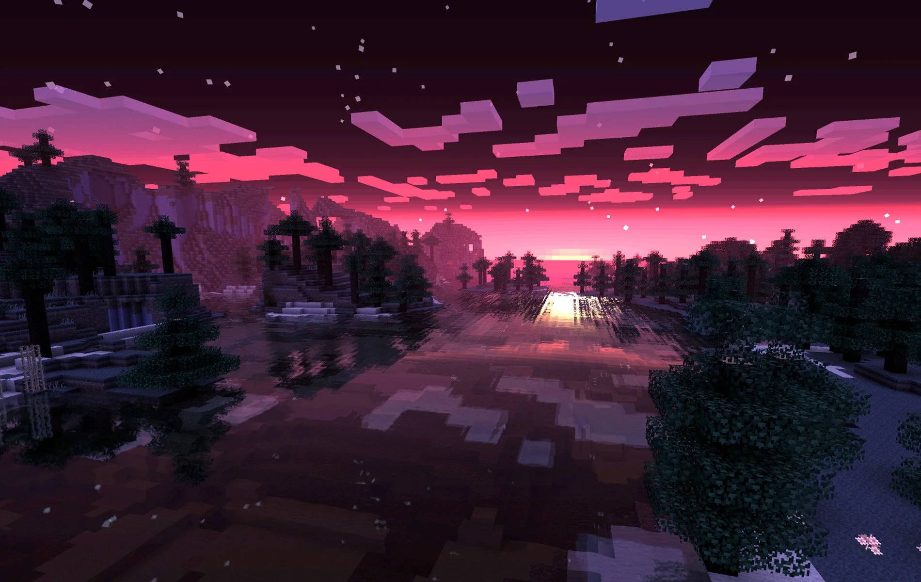 Υπέροχος Ροζ Ουρανός Minecraft Ταπετσαρία