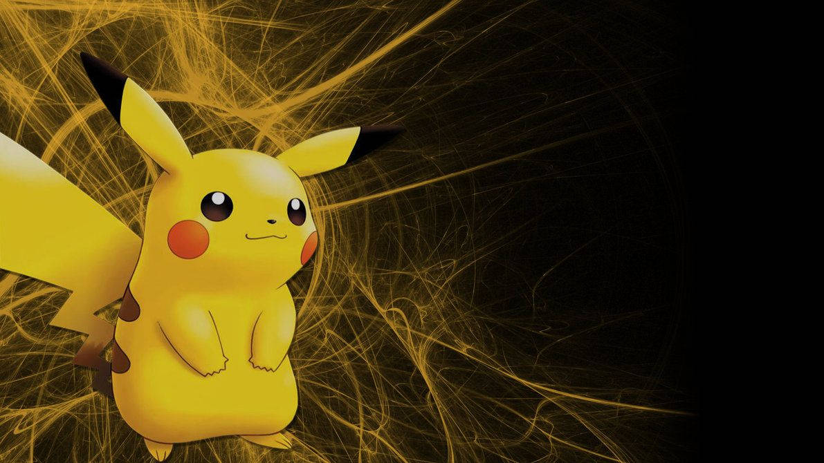 Ταπετσαρία Pikachu με σχέδια από χρυσές κλωστές σε μαύρο φόντο. — Pikachu Ταπετσαρία