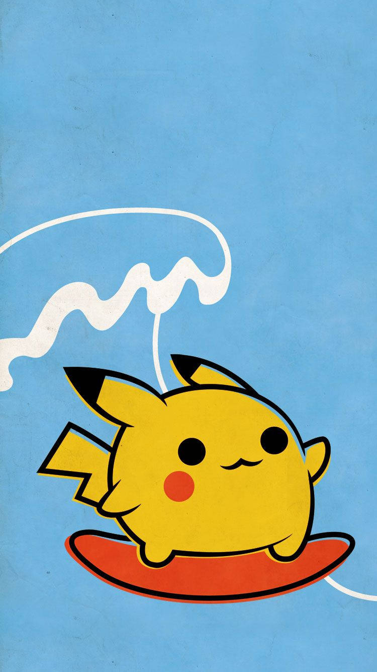 Ταπετσαρία Pikachu να κάνει σερφ με κόκκινη σανίδα. — Pikachu Ταπετσαρία