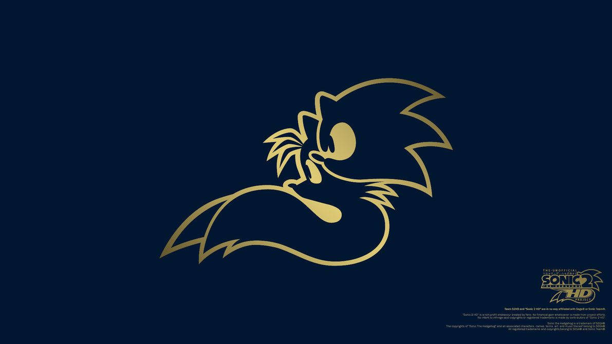 Ταπετσαρία teaser εξωφύλλου για το Sonic 2 με χρυσό εικονίδιο Sonic. — Sonic Ταπετσαρία
