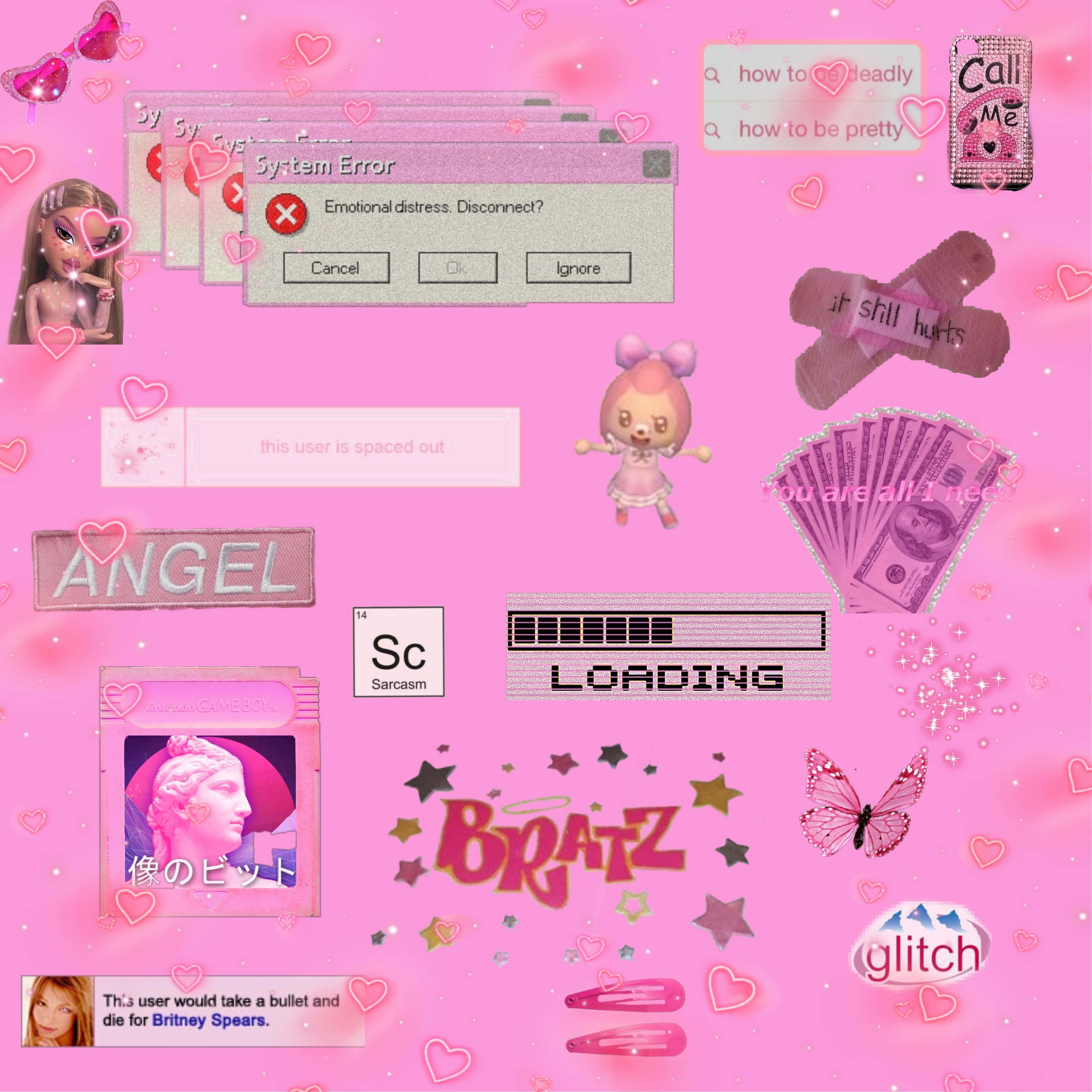 Φόντο Bratz υπολογιστή ροζ Y2K Ταπετσαρία