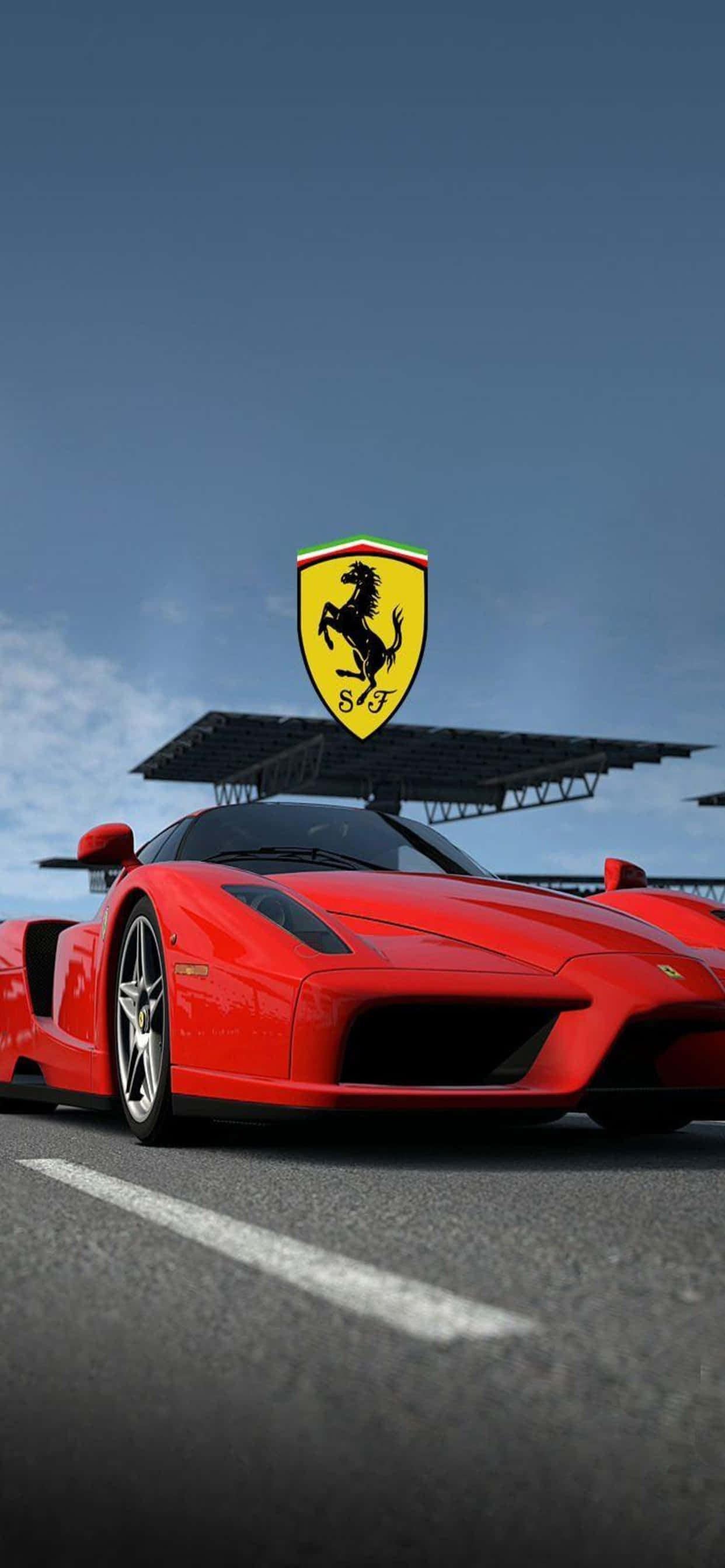 Φόντο Ferrari για iPhone XS Max Κόκκινο Ferrari Enzo Με Λογότυπο Ταπετσαρία