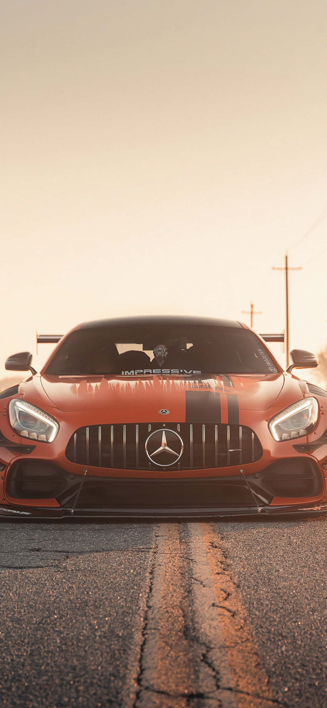 iPhone X Amg Gt-r Φόντο Πορτοκαλί Μπροστινό AMG GT Ταπετσαρία
