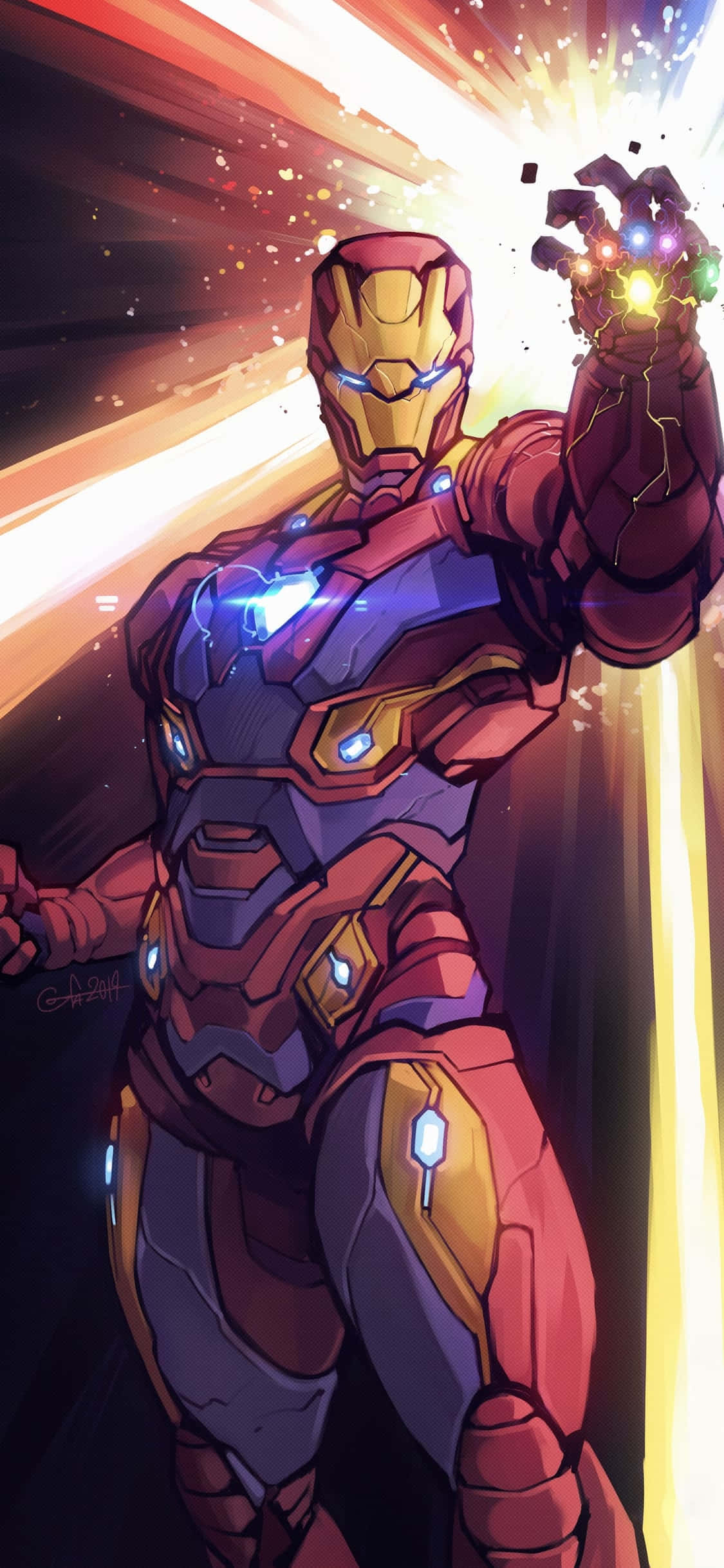 Φόντο iPhone X με Iron Man και Πέτρες του Απείρου Ταπετσαρία