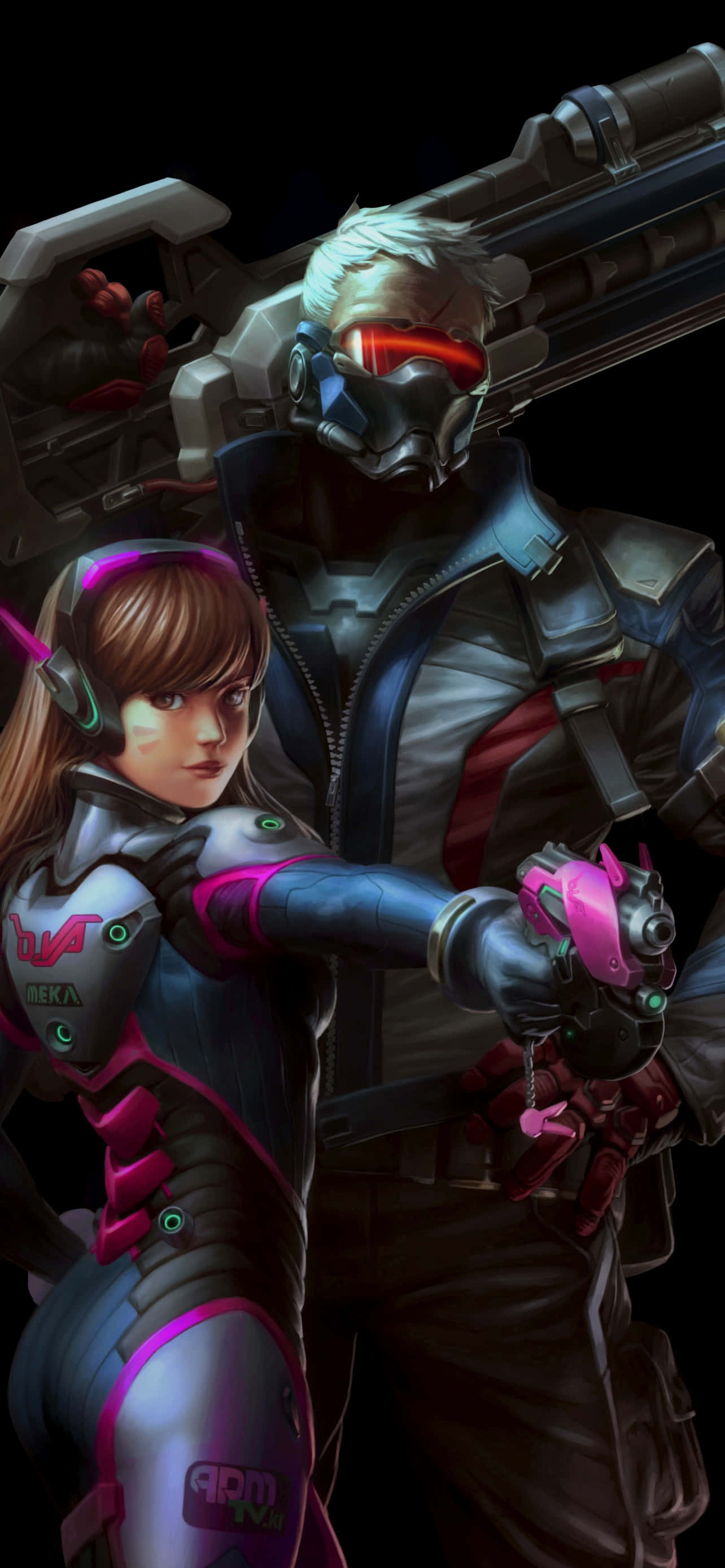 iPhone Xs Max Overwatch Φόντο D.Va με Soldier 76 Ταπετσαρία