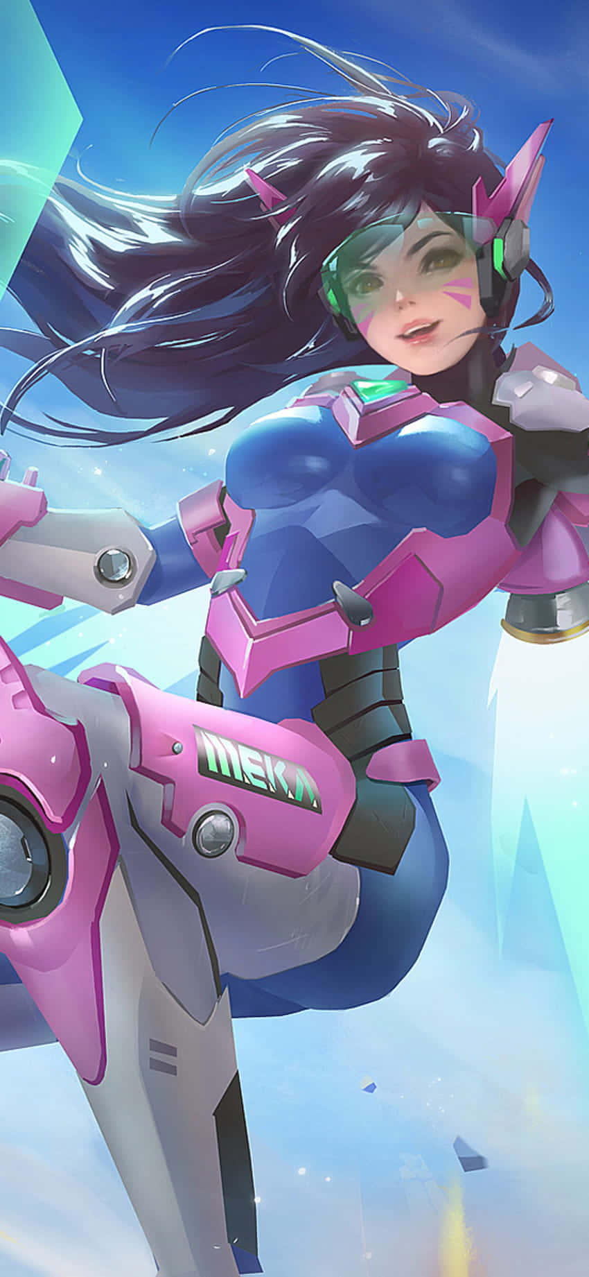 iPhone Xs Max Overwatch Φόντο D.Va να Αιωρείται στον Αέρα Ταπετσαρία