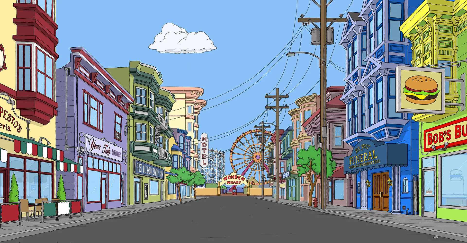 Φόντο Ocean Avenue Street από το Bob's Burgers Ταπετσαρία