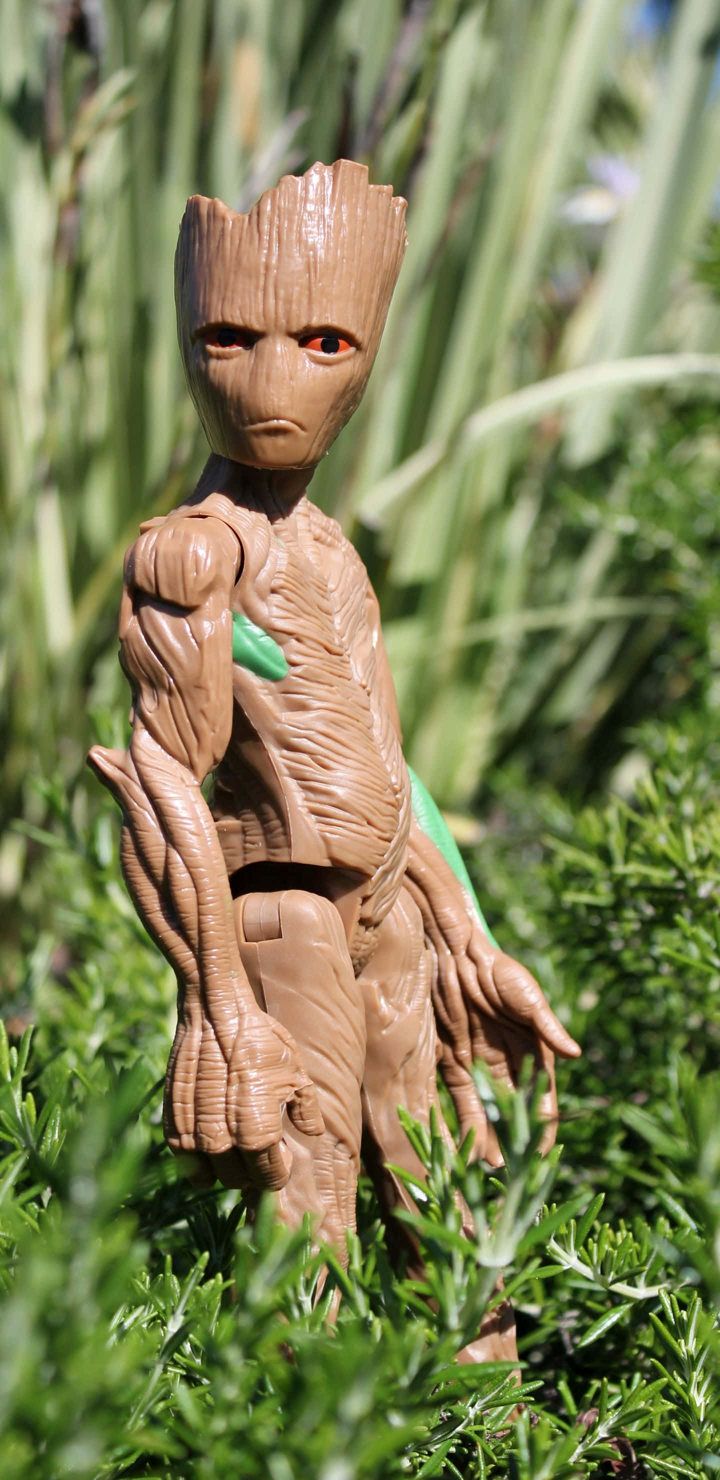 Φόντο Pixel 3xl Marvel με το παιχνίδι Groot στον κήπο Ταπετσαρία