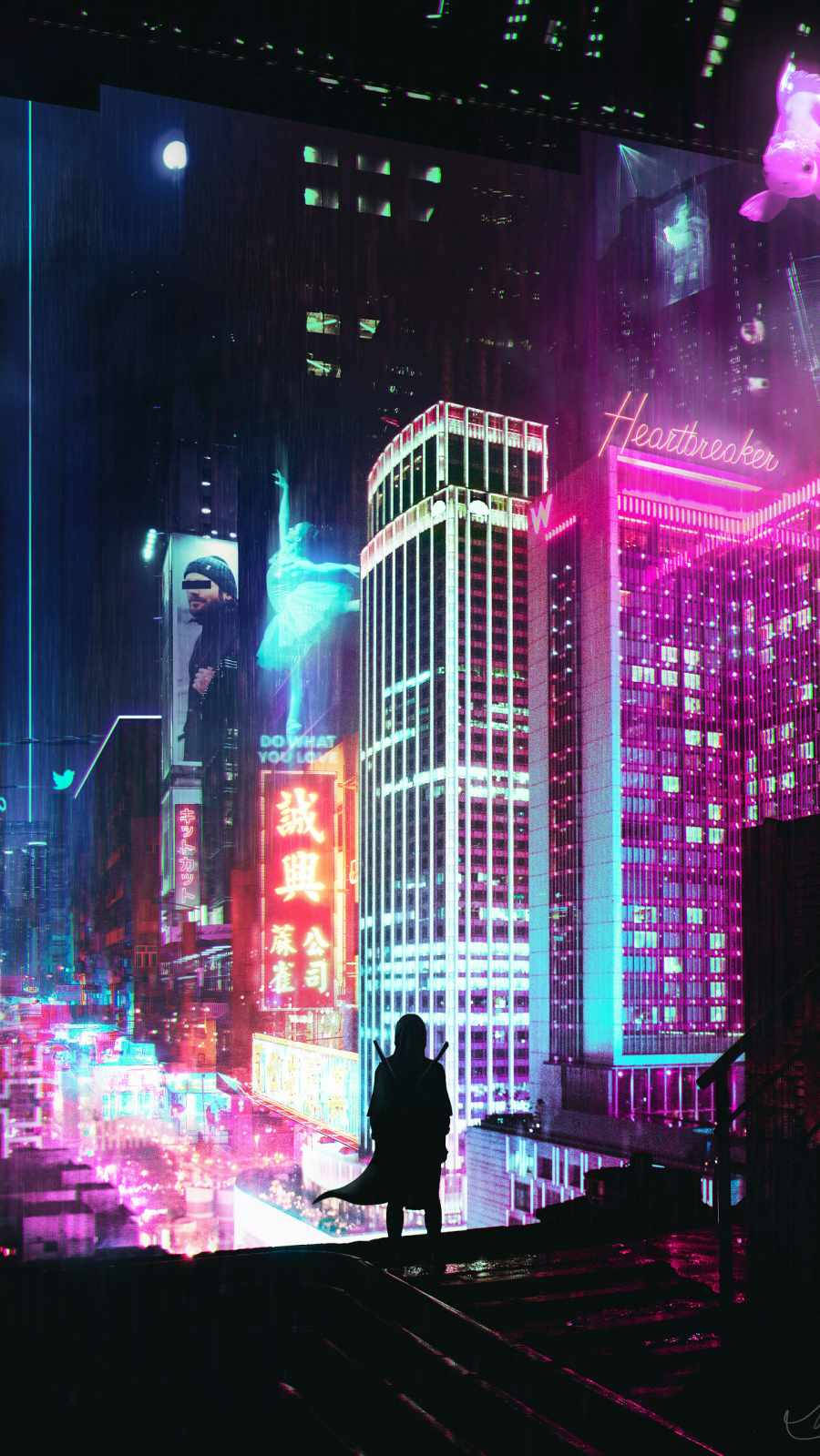 Φώτα Νέον της Πόλης Cyberpunk iPhone X Ταπετσαρία