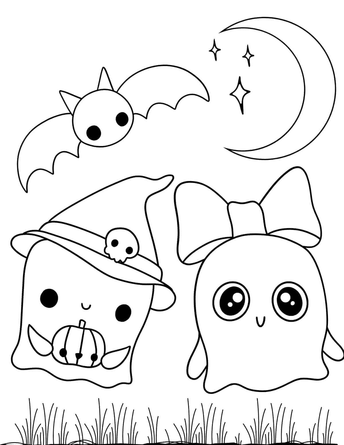 Χαριτωμένα Φαντάσματα για Χρωματισμό το Halloween Ταπετσαρία