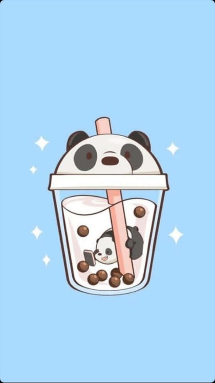Χαριτωμένες Εικόνες Πάντα σε Milk Tea για Προφίλ Ταπετσαρία