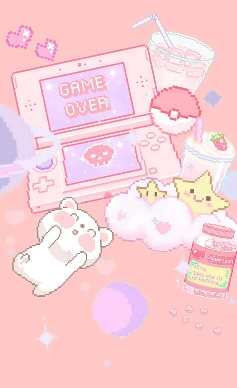 Χαριτωμένη Kawaii Pixel Art Ταπετσαρία